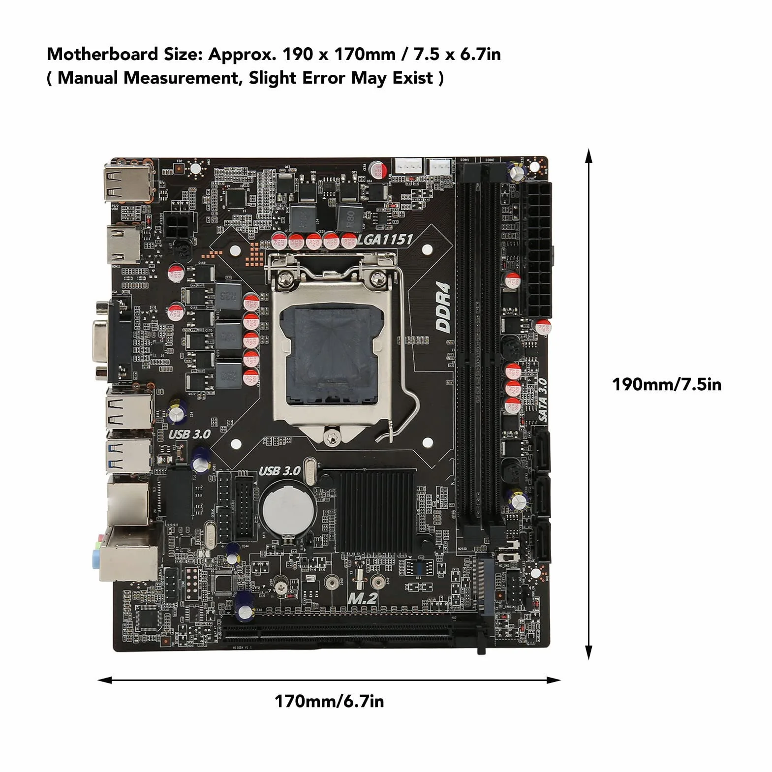 Płyta Główna H110 MATX - Obsługuje Procesory LGA 1151 6./7./8./9. Generacji, z dwukanałową pamięcią DDR4, PCIe 3.0 X16, Gniazdem M.2, VGA, USB 3.0, USB 2.0,3.0