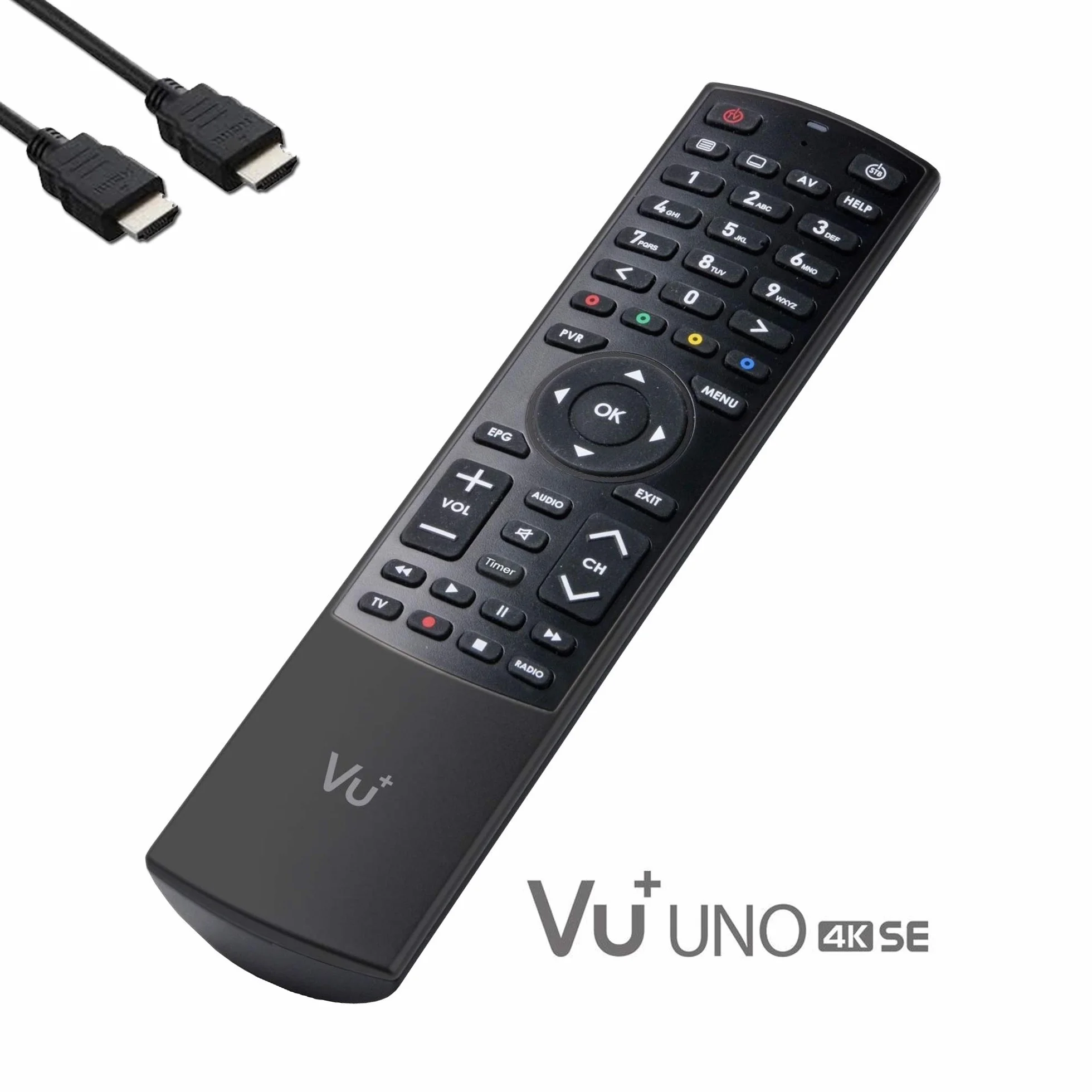 VU+ UNO 4K SE UHD HDR DVB-S2 FBC Twin Tuner Tuner E2 Linux, Youtube, odbiornik dysku twardego, czytnik kart, odtwarzacz multimedialny, USB 3.0, EasyMouse kabel HDMI