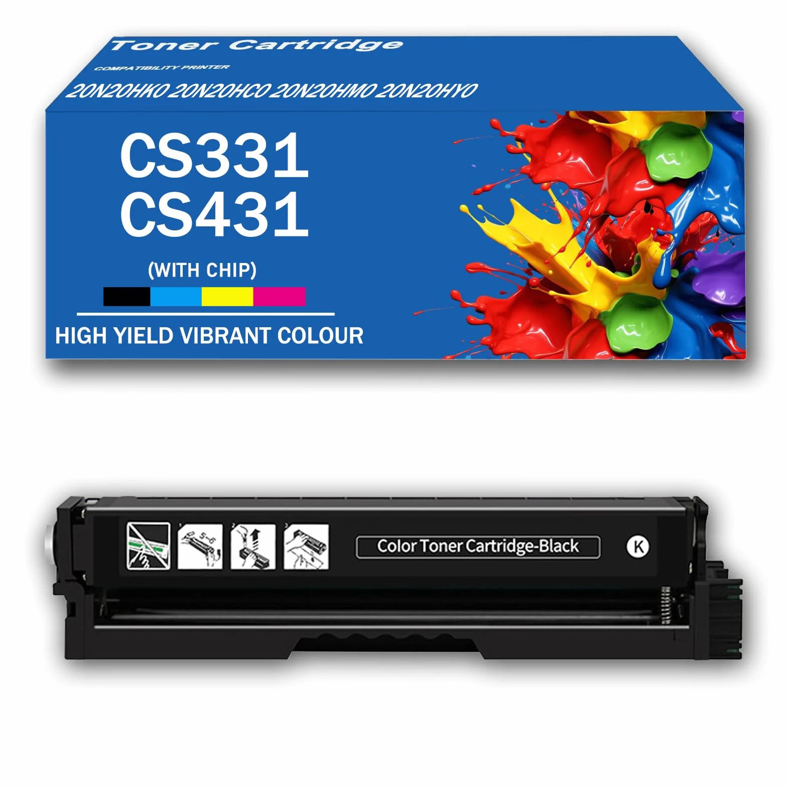 Zestaw wkładów z tonerem o dużej pojemności CS331 CS431, zamiennik dla drukarek wielofunkcyjnych Lexmark CS331 CS331DW CX331 CX331ADWE CS431 CS431DW CX431 CX431ADW, 4500 stron,Black-1Pack