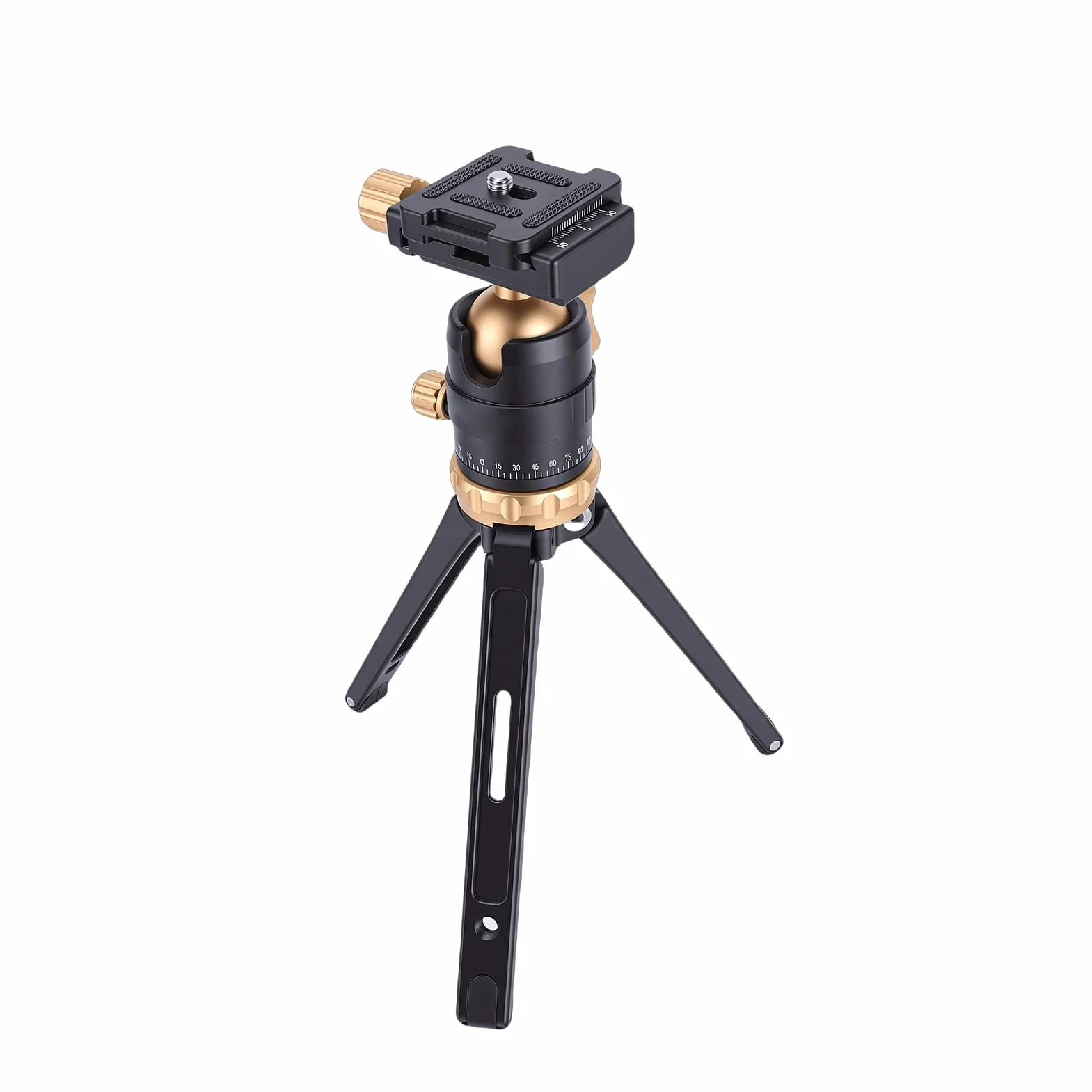 Fabater Mini Statyw, Statyw Stacjonarny z regulacją Wysokości i płytką Szybkiego Uwalniania z głowicą kulową 360° do Vlogowania z kamerą sportową DSLR (GOLD)