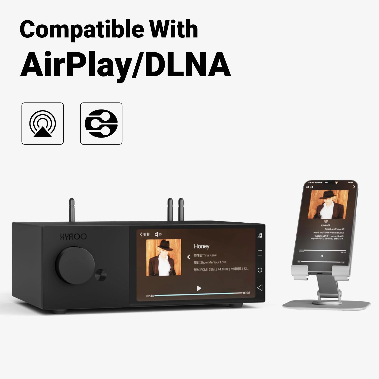 DM100 HiFi Music Streamer i cyfrowy odtwarzacz audio 5,5", ekran dotykowy 8 + 64 GB, korekcja 31 pasków, korekcja korekcji EQ i pokoju, DLNA AirPlay NAS Bluetooth 5.4 WiFi 6, kompatybilny z