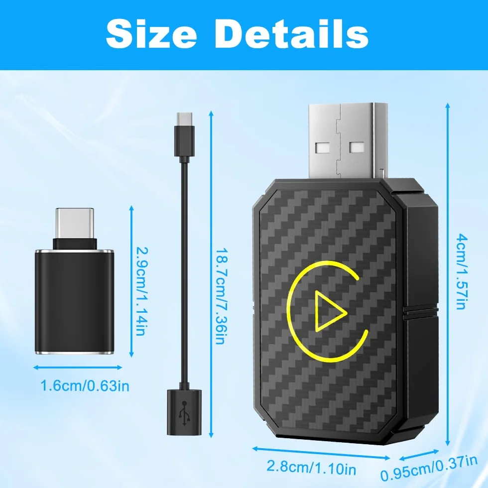 Bezprzewodowy adapter bezprzewodowy Android Auto i Carplay, bezprzewodowy adapter Carplay 2025, 2 w 1, konwersja Wired Android Auto/Car Play in Wireless do pojazdów z Carplay