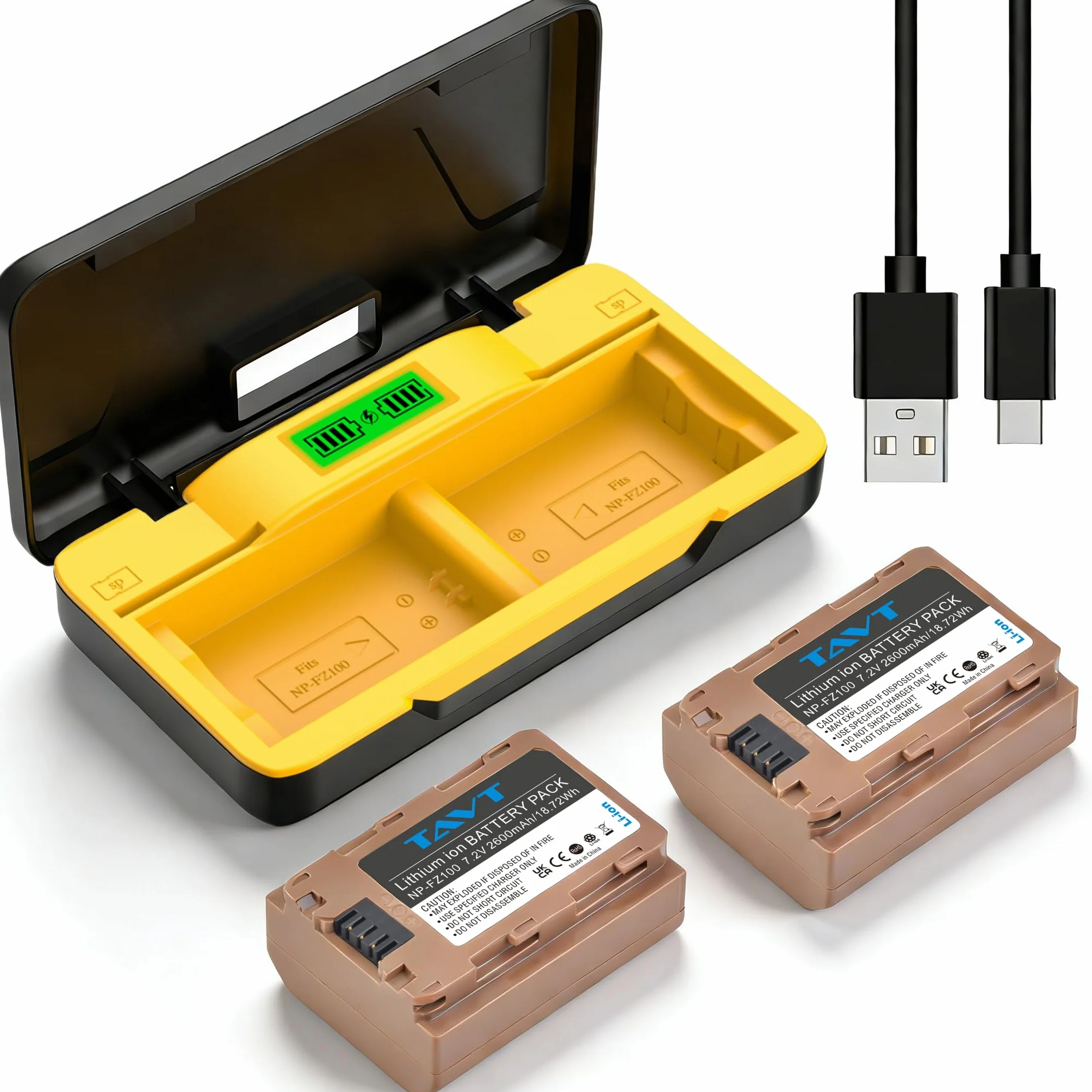 2 szt. 2600 mAh NP-FZ100 akumulator i ładowarka do Sony Alpha A1, A7 IV, A7R III, ZV-E1, A7R V, FX30, A6700, A6600, A7C, A9, A9 II, A9R