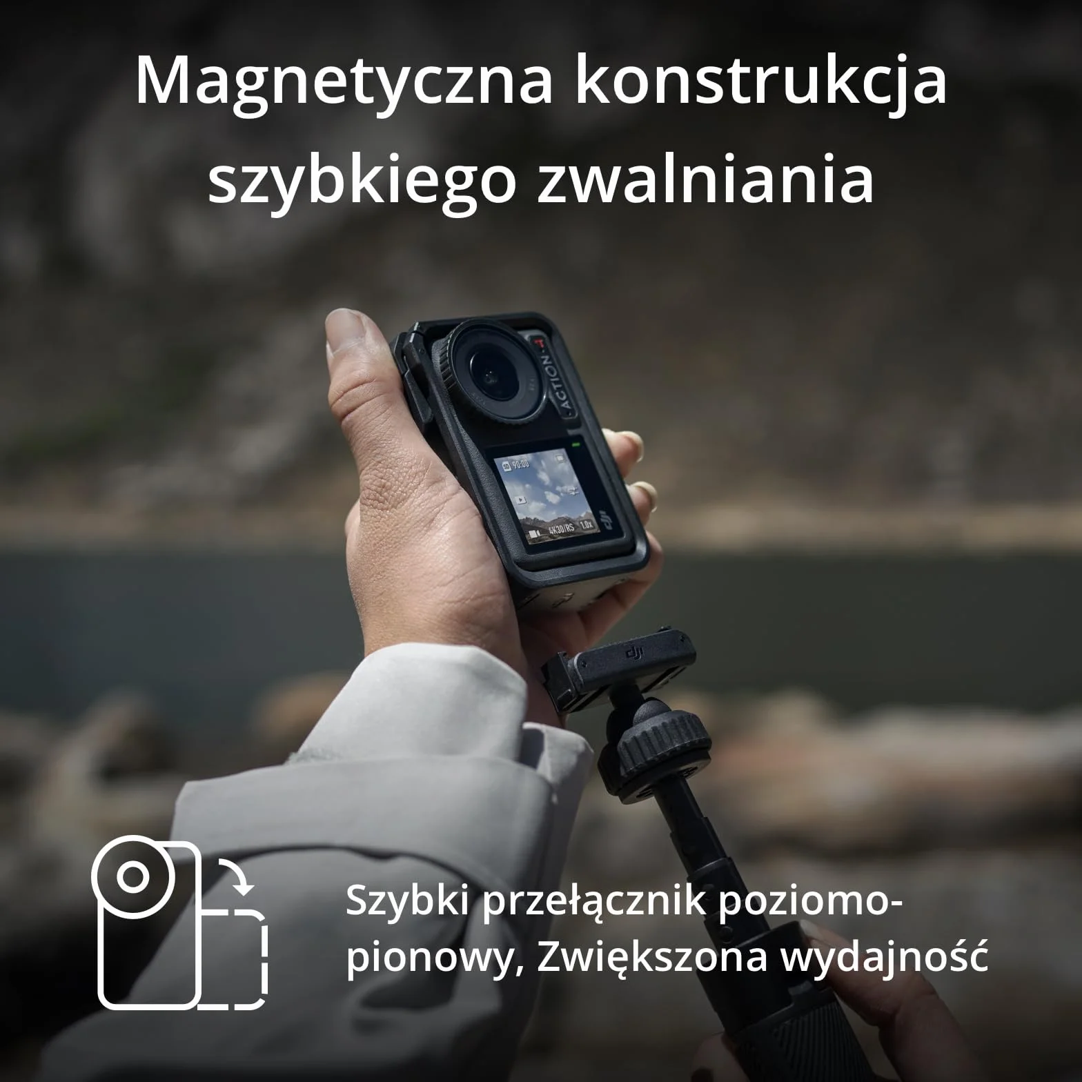 DJI Osmo Action 4 Essential Combo – wodoodporna kamera sportowa 4K/120 fps z czujnikem 1/1,3 cala, świetnym obrazowaniem w słabym świetle, 10-bitową głębią kolorów oraz akumulatorem 1770 mAh