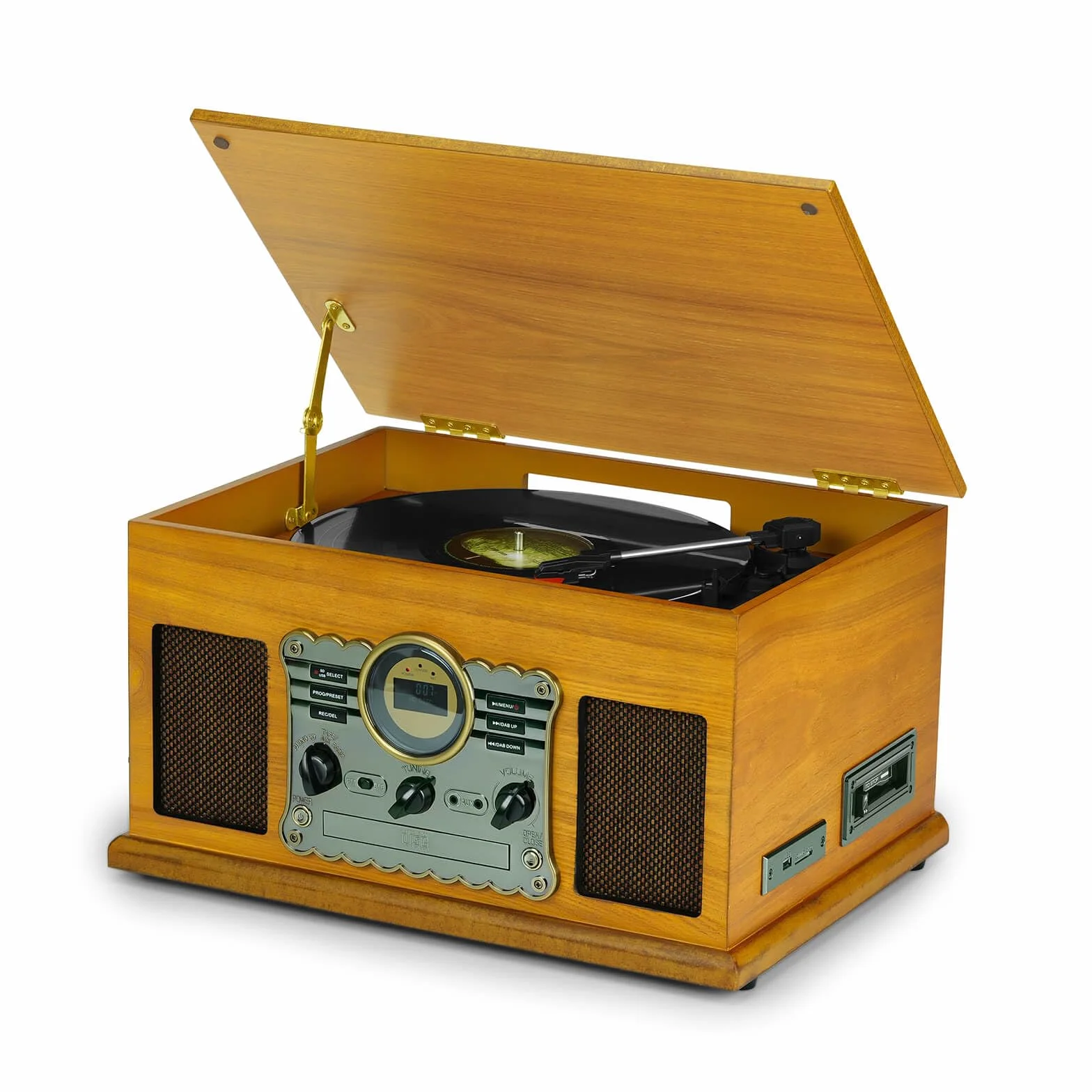 Gramofon 10 w 1 z Bluetooth, odtwarzacz CD i kasetowy, radio DAB+/FM, nagrywanie USB/SD-MP3 i głośniki stereo