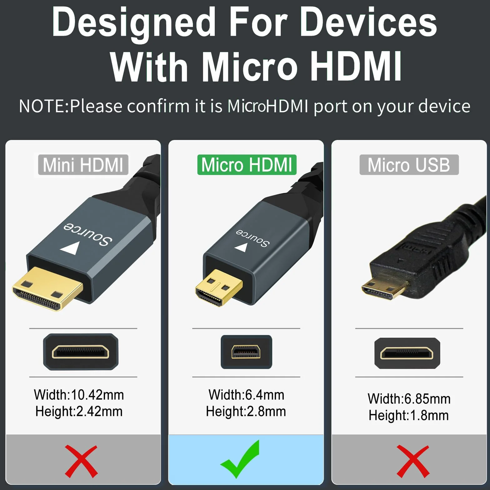 Twozoh Kabel Micro HDMI na VGA 1M pozłacany pleciony 1080P