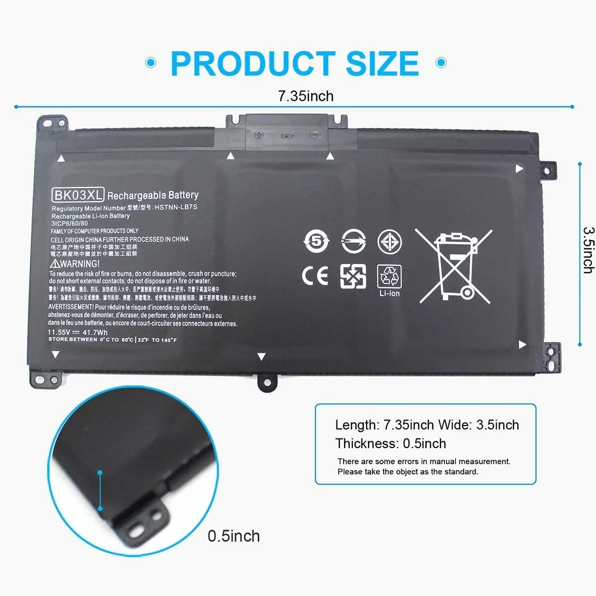 BK03XL Laptop Bateria do HP Pavilion X360 Convertible 14-ba0xx 14-ba1xx 14-ba2xx 14m-ba0xx 14m-ba1xx 14-ba026ng 14-ba101ng 14-ba023nf 14-ba105nl 14-ba028np 14-ba136ns 14-ba019nf 14-ba022nw 14-ba025ns