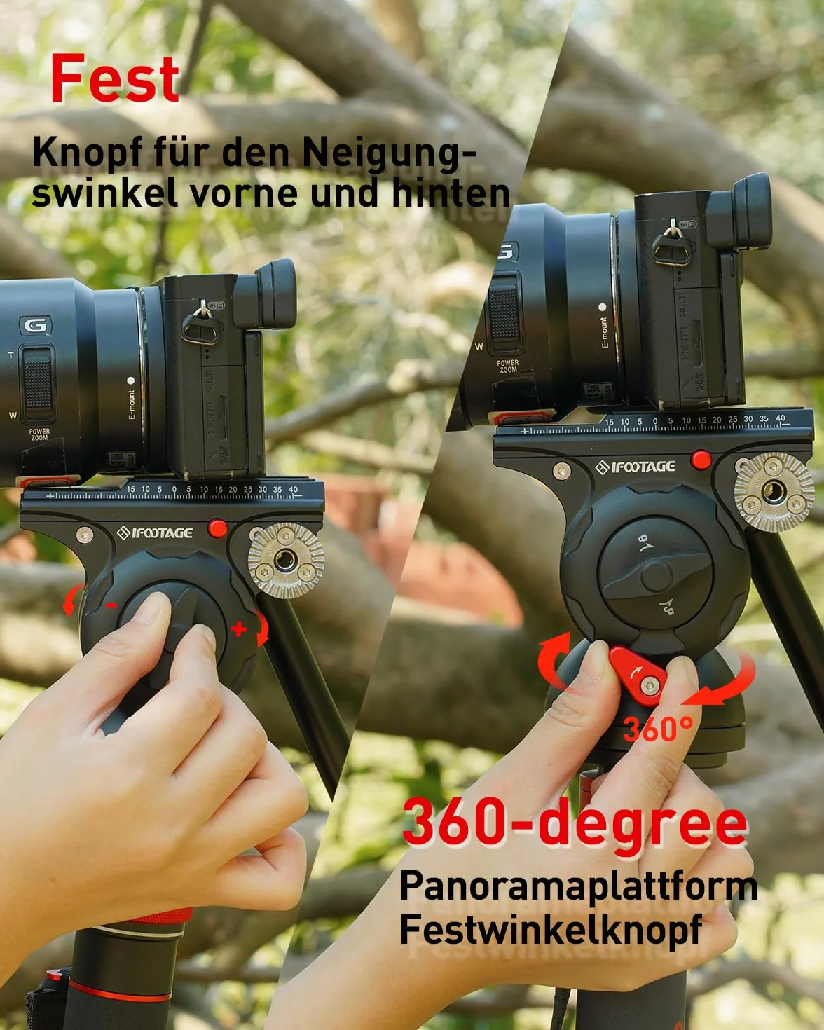 IFOOTAGE 165cm/65" aluminiowy statyw do aparatu z aluminiową głowicą płynną dla Canon Nikon Sony DSLR, statyw Gazella TA6S Uprise + Komodo K5S