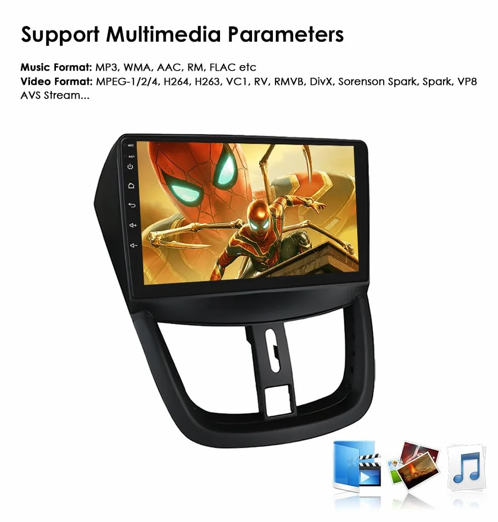 Ossuret Radio samochodowe do Peugeot 207 207CC (2006-2015), 9 cali Android 13 ekran dotykowy 2+32 GB GPS nawigacja z Carplay Android Auto WiFi Bluetooth USB sterowanie kierownicą