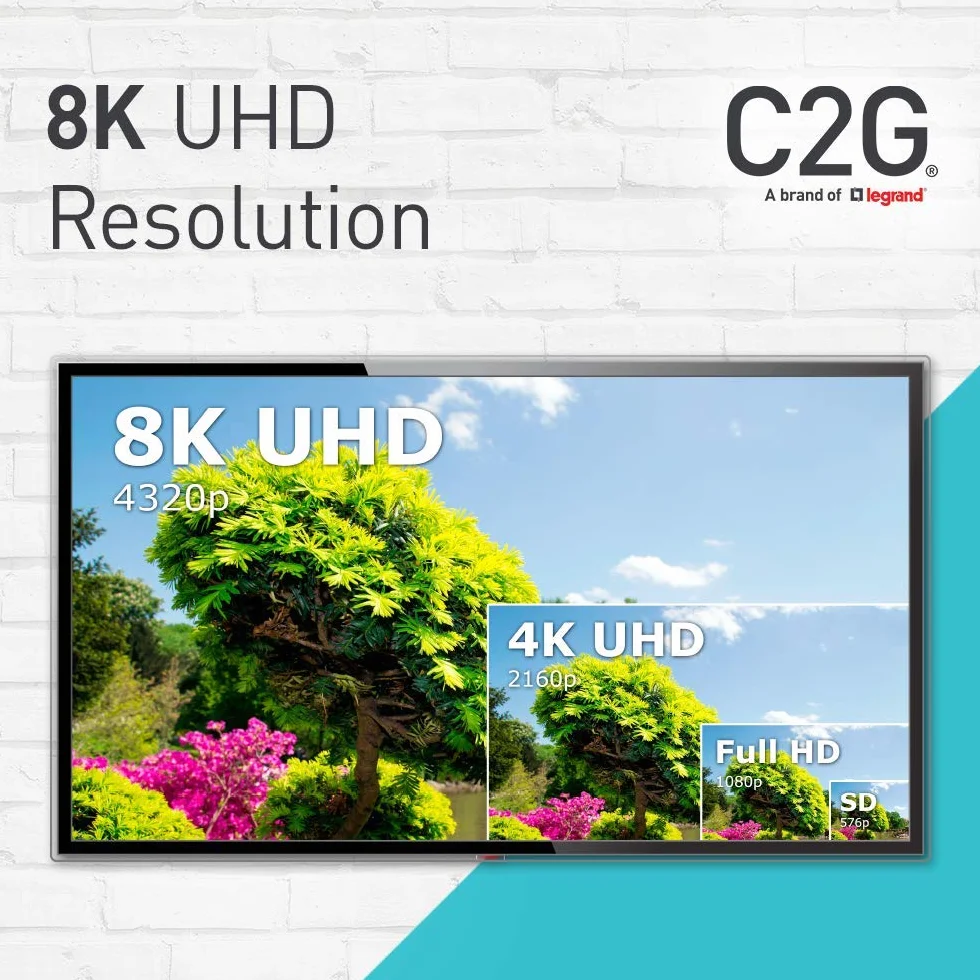 C2G Kabel HDMI 2.1 o ultra wysokiej prędkości z serii Performance z Ethernetem, 8K 60 Hz, idealny do gier Xbox Series S, Xbox Series X i PS5 o wysokiej rozdzielczości