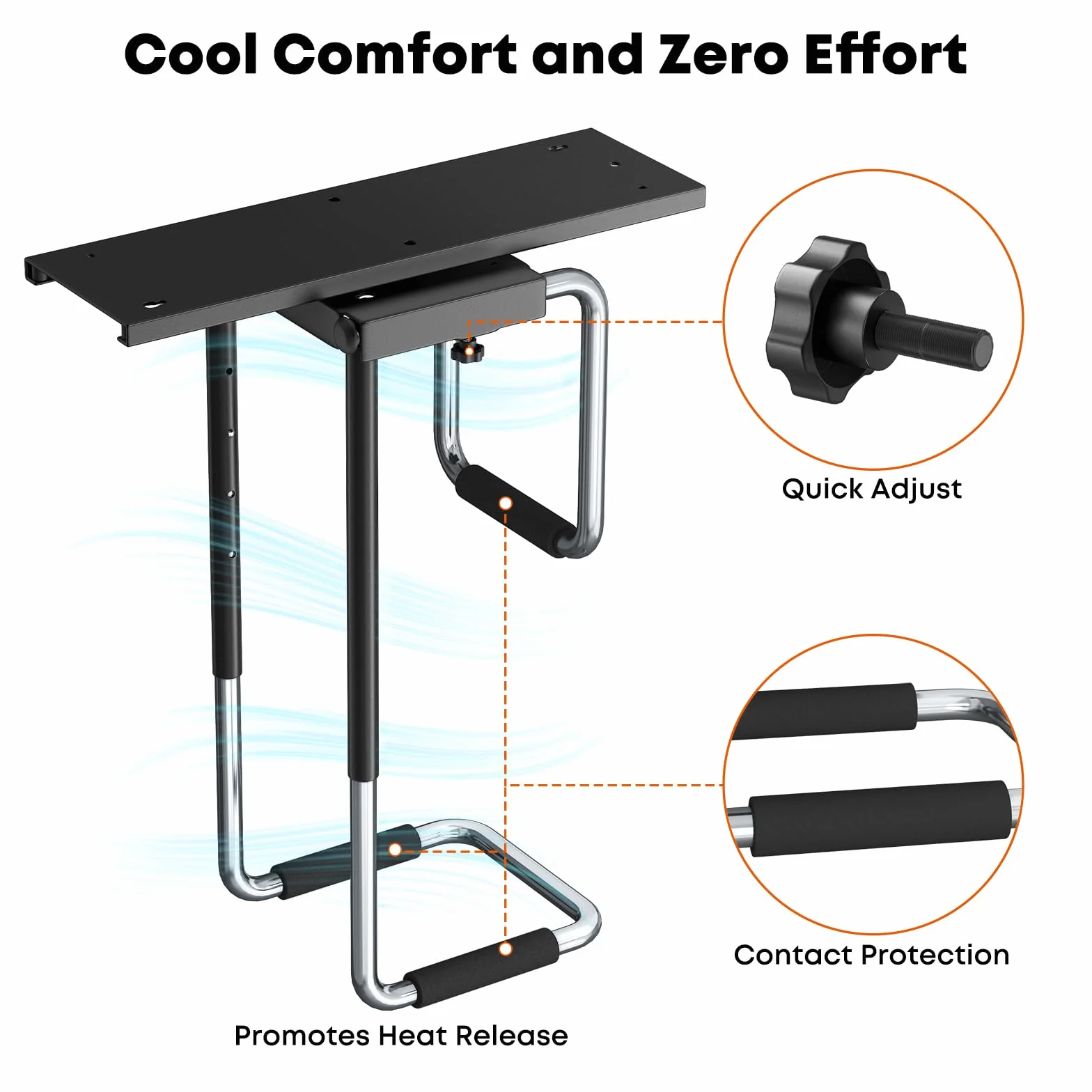 Stojak PC CPU Pod Regulowany Stół Pod Biurkiem z prowadnicą Slider Pod Biurkiem, Obrót o 360° Stojak Wieża Pc Pod Stół Z Podkładką Ochronną, Maksymalna Pojemność 30 kg