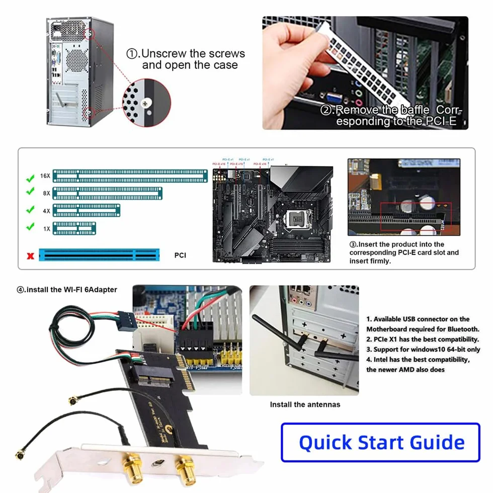 Bezprzewodowa karta NGFF A/E-Key WiFi do PCI-E Express 1x adapter do Wi-Fi Wifi6 Wifi7 Bluetooth