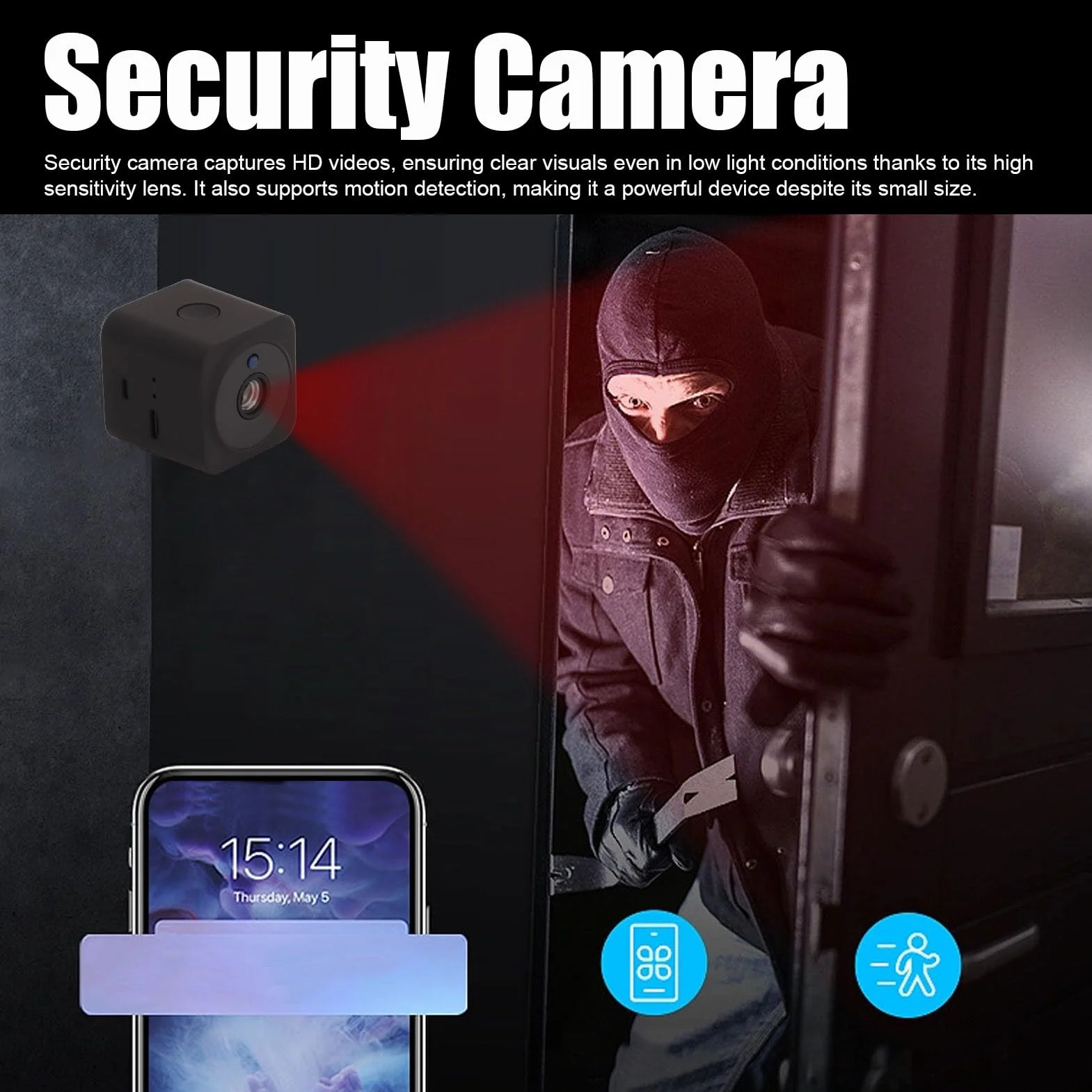 Mini Kamera Szpiegowska, Magnetyczna Kamera Wi-Fi 1080P Ukryta Mini Kamera Niania z Noktowizorem Wykrywanie Ruchu 2-drożny Dźwięk Bezprzewodowa Wewnętrzna Kamera Bezpieczeństwa