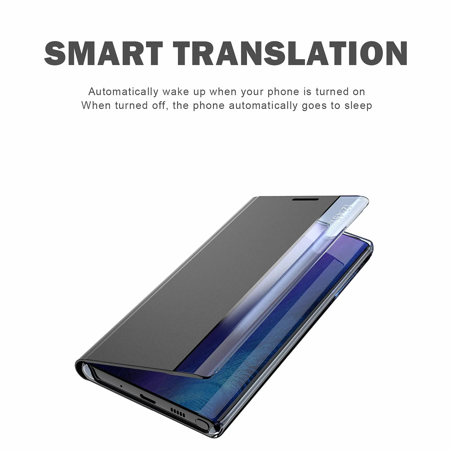 Etui do Samsung Galaxy S24 Ultra/S24 Plus/S24, etui ochronne z klapką magnetyczną, skórzane etui na telefon komórkowy z przezroczystym okienkiem z funkcją stojaka, czarne, S24 Ultra