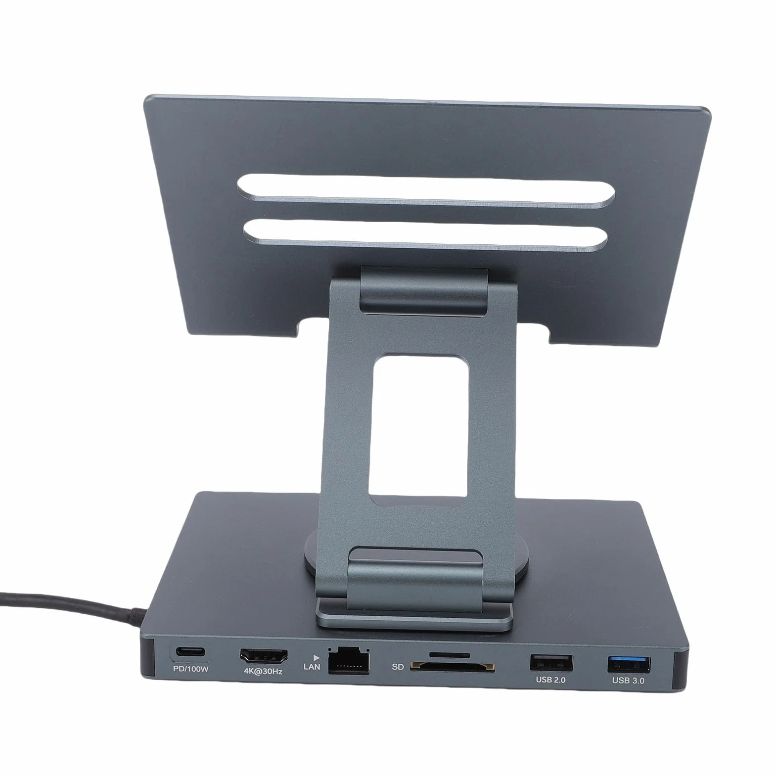 Generic Uchwyt do Tabletu ze stacją dokująCą USB C Podstawka ładująca 7 w 1 do MacBooka Pro Air XPS 13 15 Book 2, Port USB 3.0, Obrót o 360 Stopni, Czarna