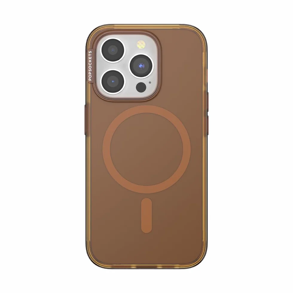 PopSockets Etui iPhone 15 Pro MagSafe, etui na telefon z bezprzewodowym ładowaniem - bursztynowe