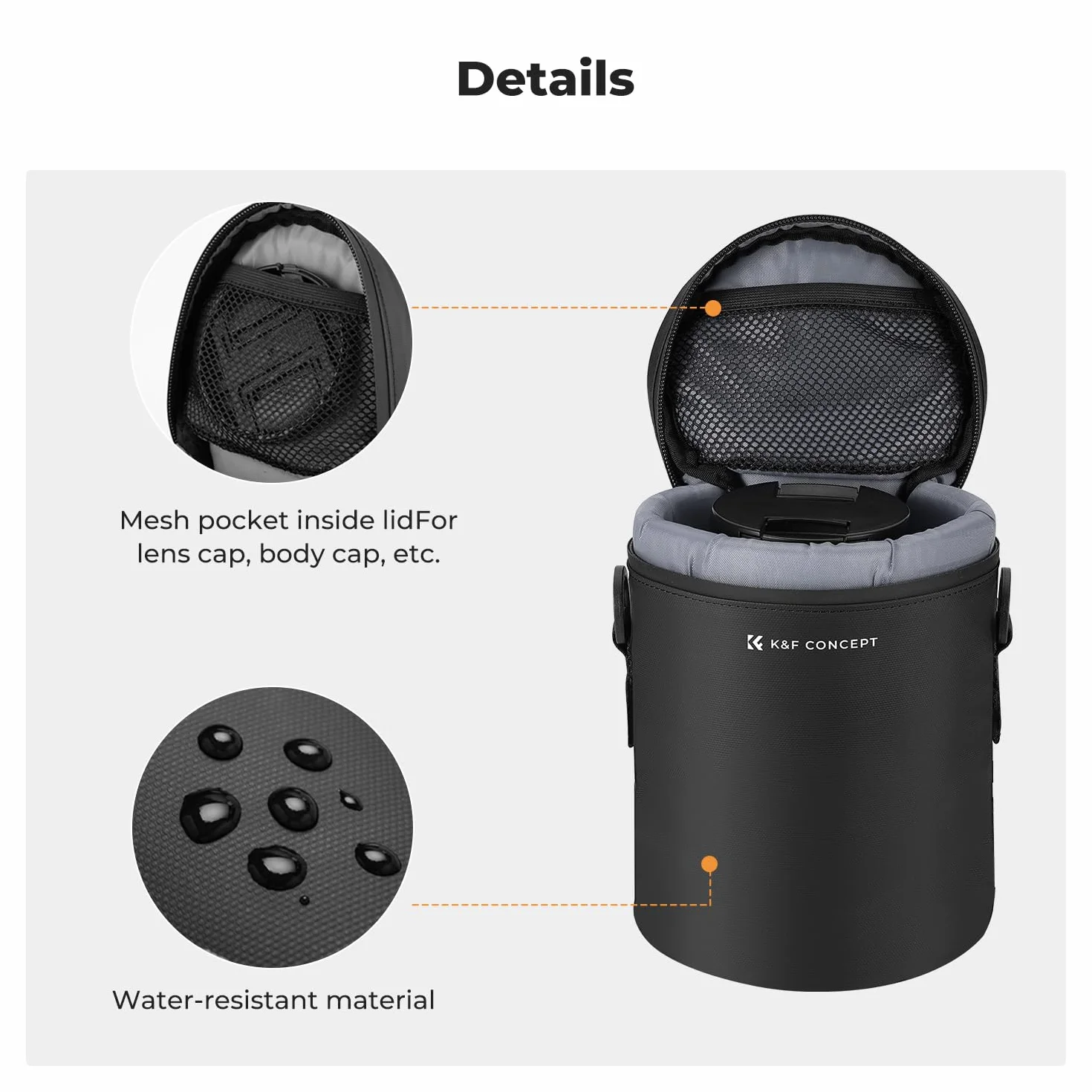 K&F Concept Torba na obiektyw wodoszczelna odporna na uderzenia uniwersalna do lustrzanki DSLR