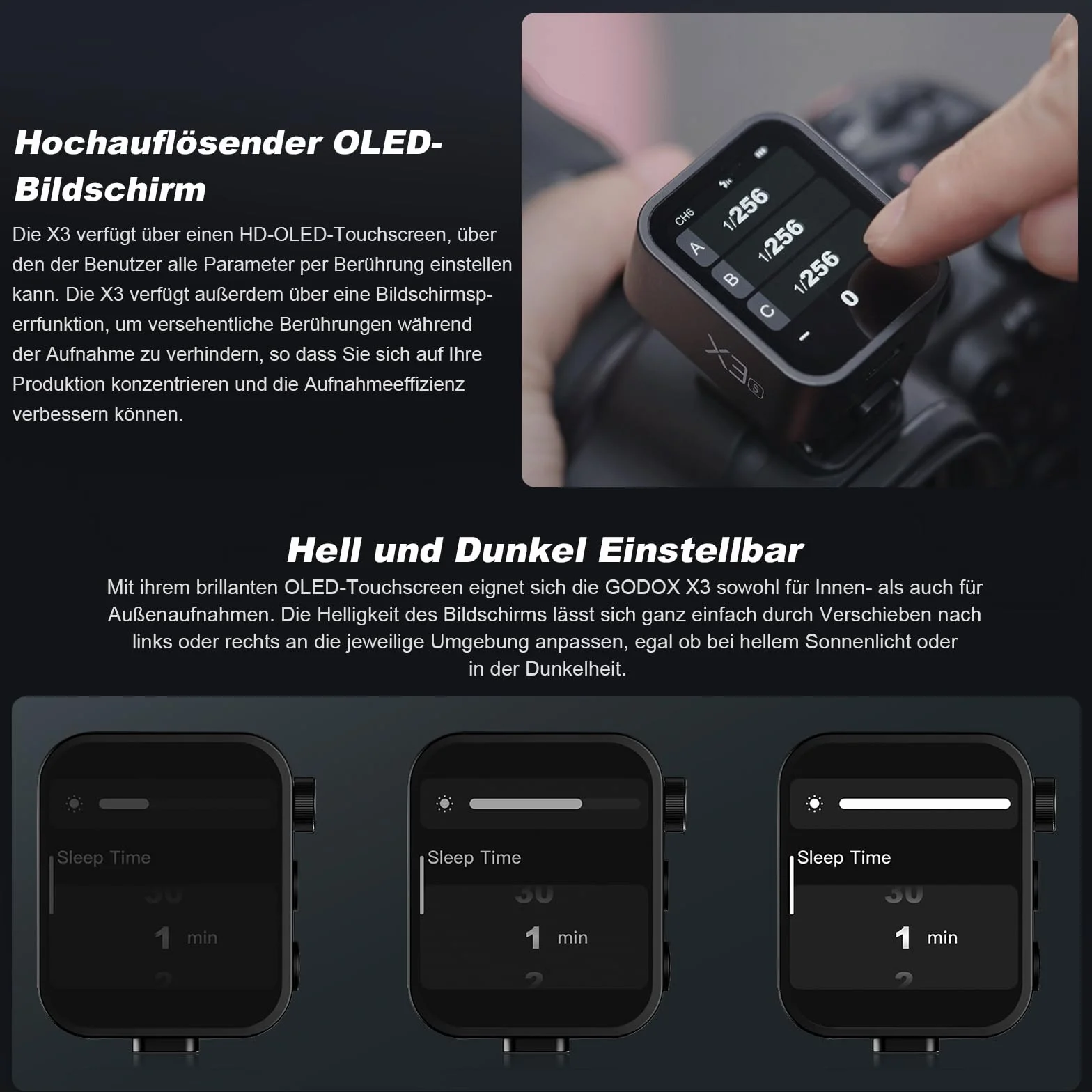 Godox X3-S TTL Trigger Flash Wireless Duży ekran dotykowy OLED Tryb bezprzewodowy X 2,4 GHz wbudowany port USB 32 kanały 16 grup kompatybilnych z aparatem Sony