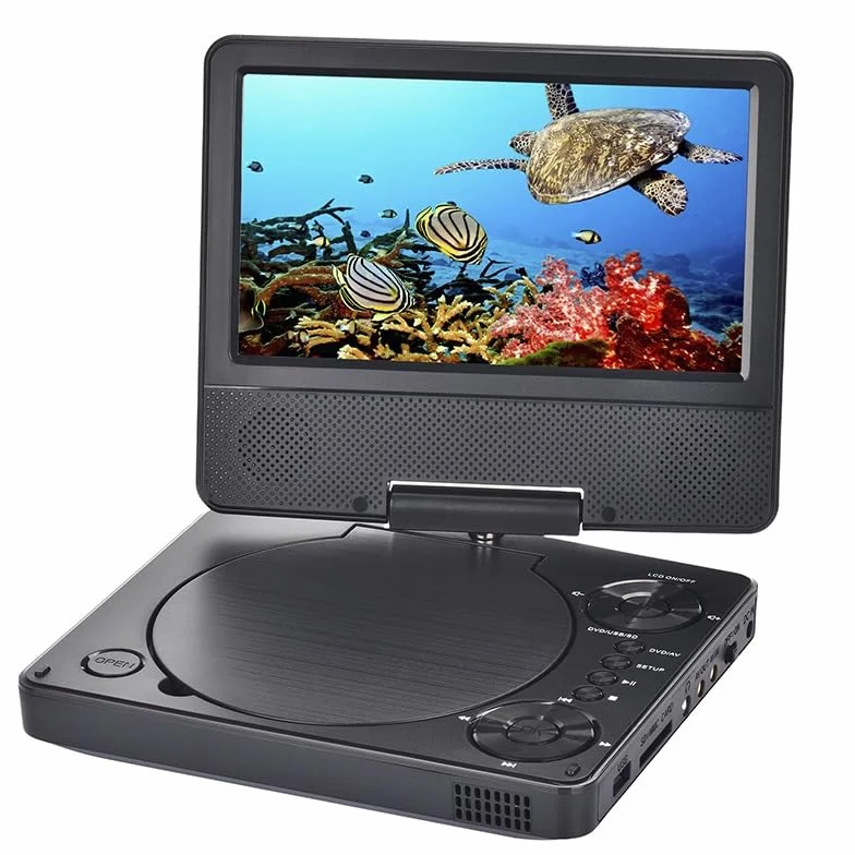 Odtwarzacz DVD, Mini 9,5-calowy przenośny odtwarzacz DVD z 7-calowym ekranem Odtwarzacz CD HD Learning