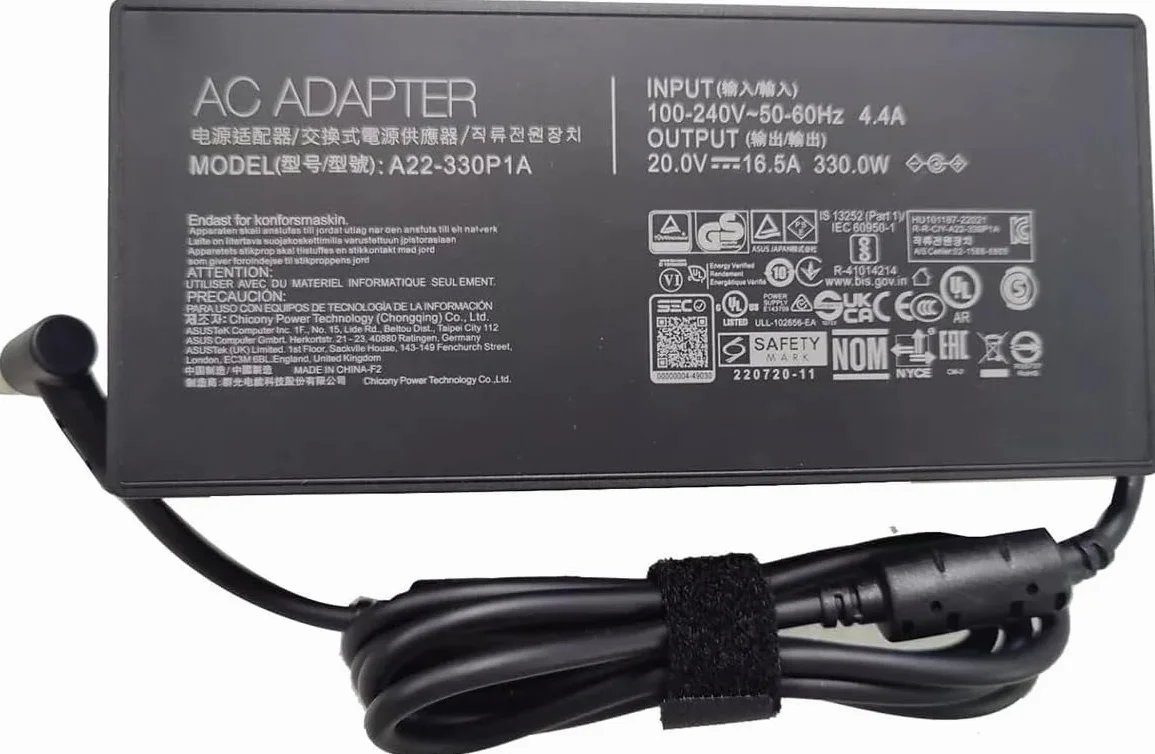330 W 20 V 16,5 A zasilacz A22-330P1A A21-330P1A pasuje do ASUS ROG Strix Scar 16 17 18 Strix G16 G17 G18 G634JY G634JZ G733PY G733P G733CX G814JJG8Y ROG Zephyrus Duo 16 zasilacz do laptopa