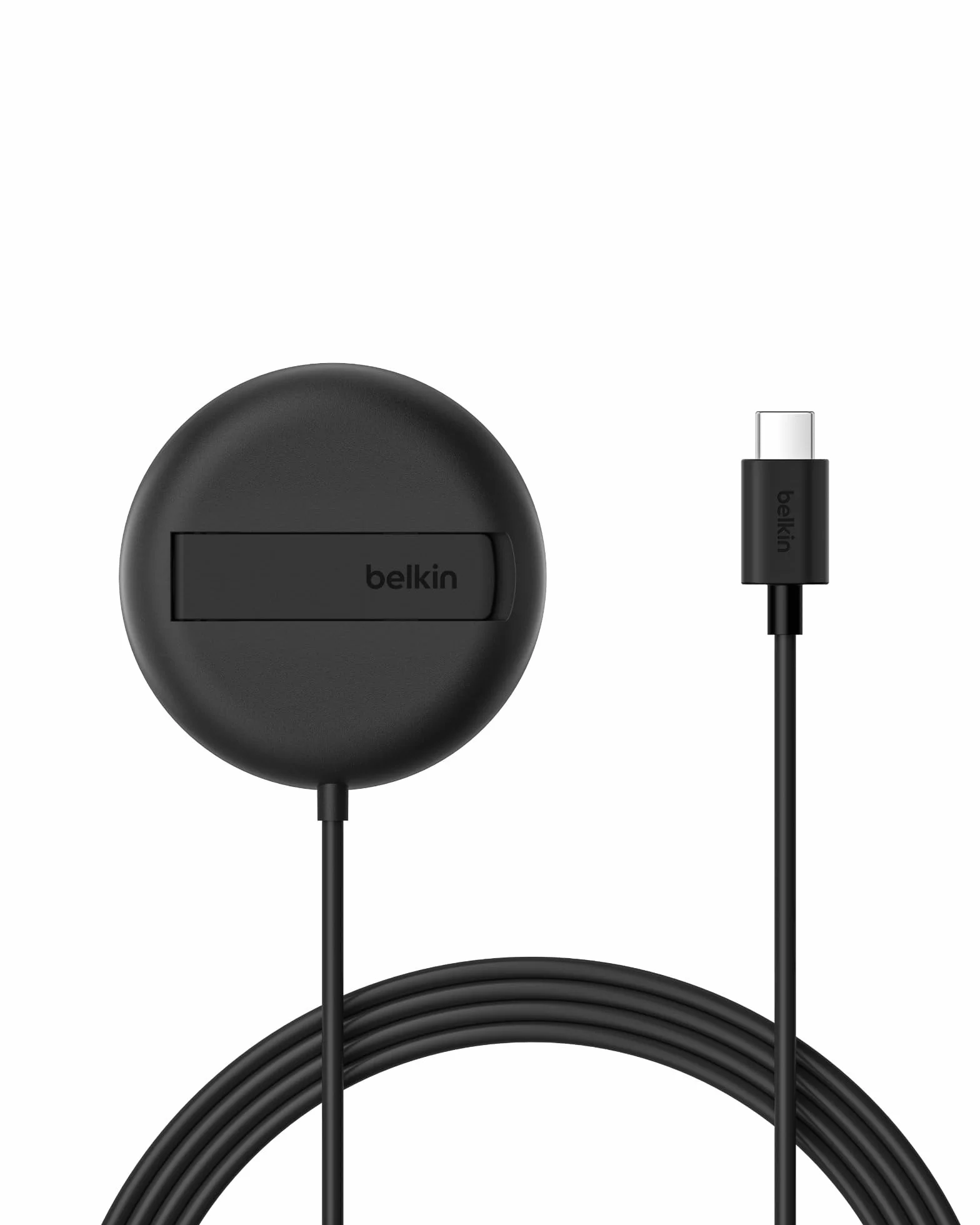 Belkin magnetyczna bezprzewodowa podkładka ładująca 15 W z podstawką – zgodna z MagSafe ładowarka Qi2 do urządzeń iPhone serii 16, Samsung Galaxy serii S25, AirPods i innych brak zasilacza – czarna