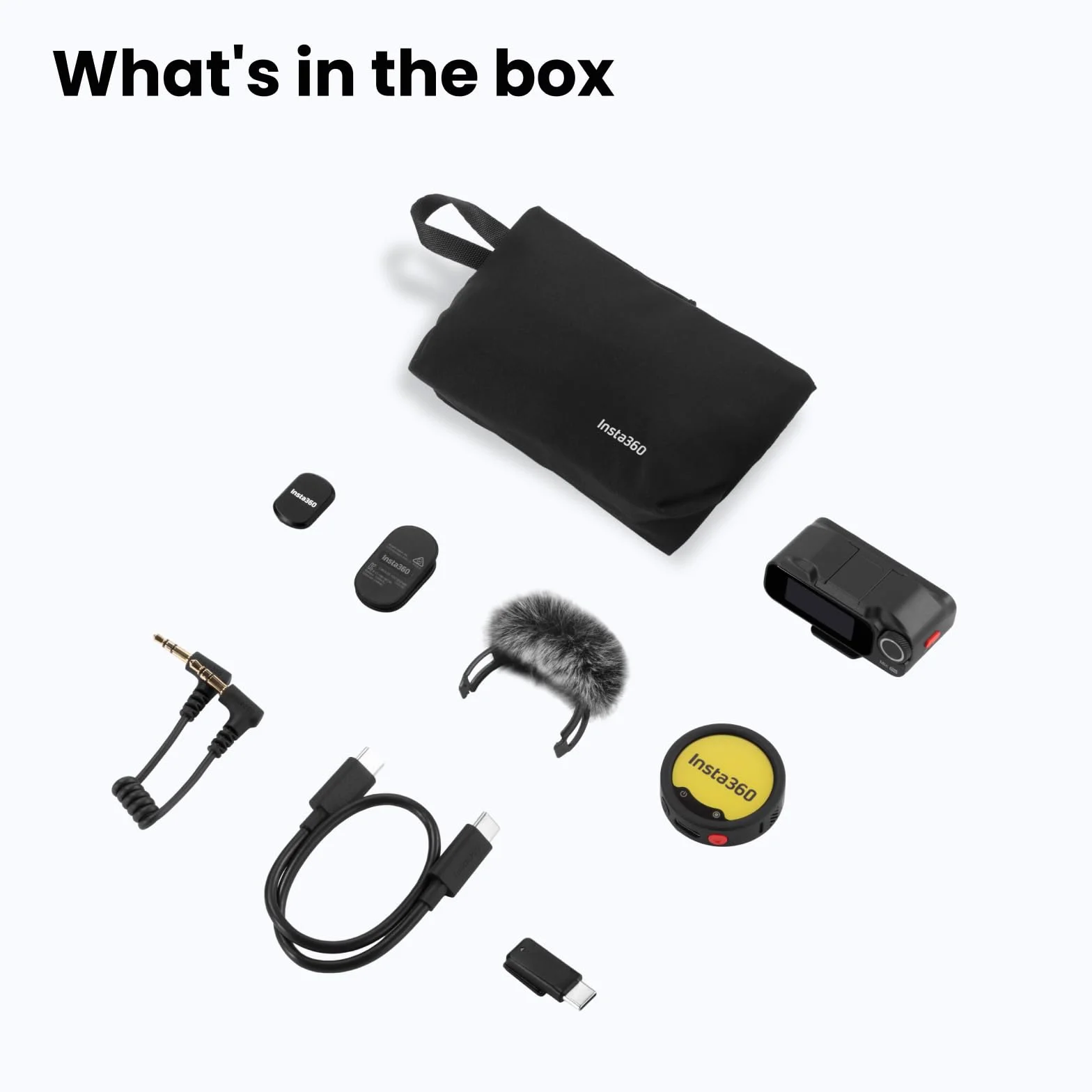 Insta360 Mic Pro (1 TX + 1 RX), bezprzewodowy mini mikrofon do iPhone'a/aparatu/Androida, nagrywania wideo, Bluetooth, konfigurowalny wyświetlacz E-Ink, matryca 3 miks, dostępny dla Lightning