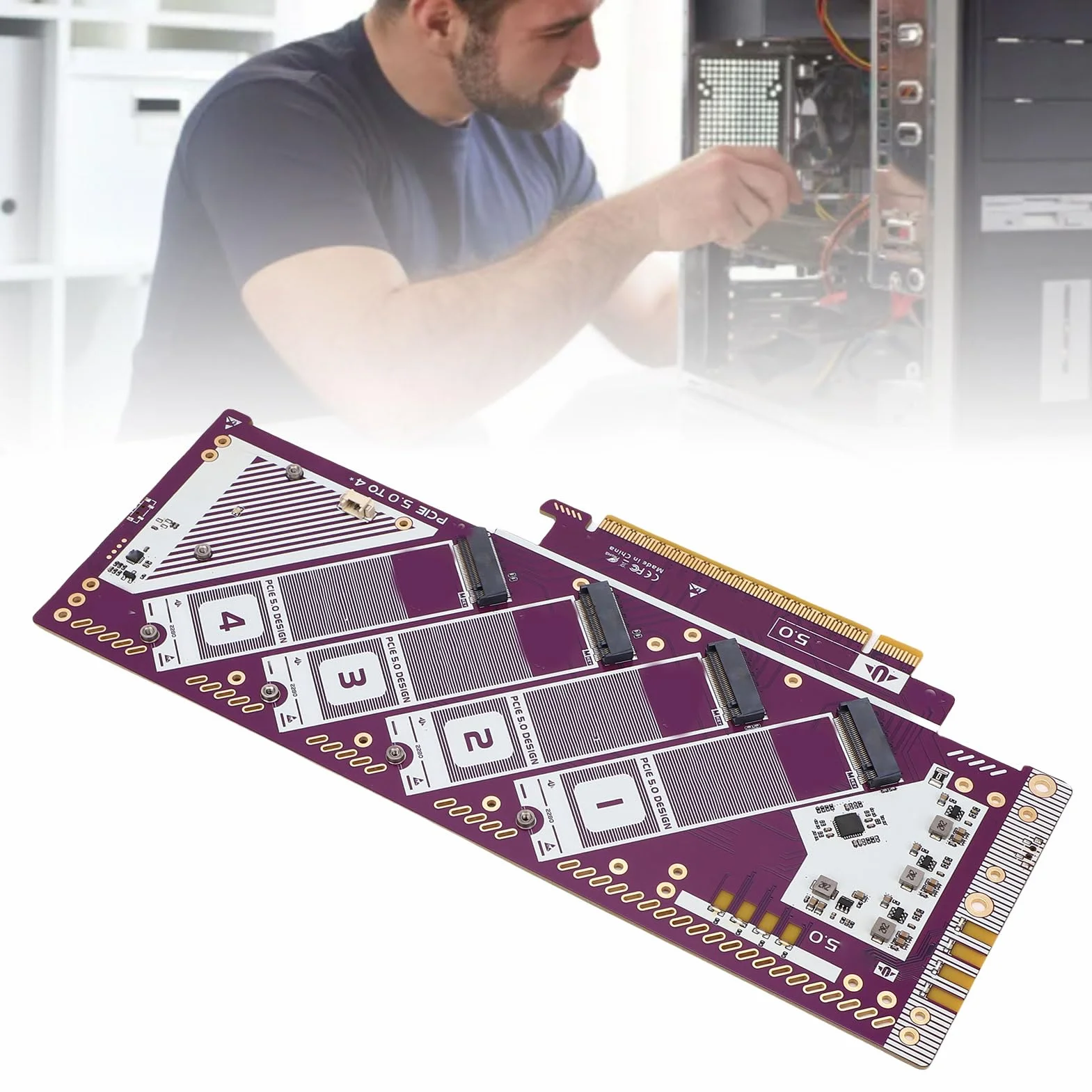 Annadue Karta Adaptera NVMe PCIe, prędkość Transferu do 512 Gb/s, grubość Warstwy Złota 15 μ, Odpowiednia do zadań Wymagających Dużej Ilości Zasobów, dla 8 Osób i Później
