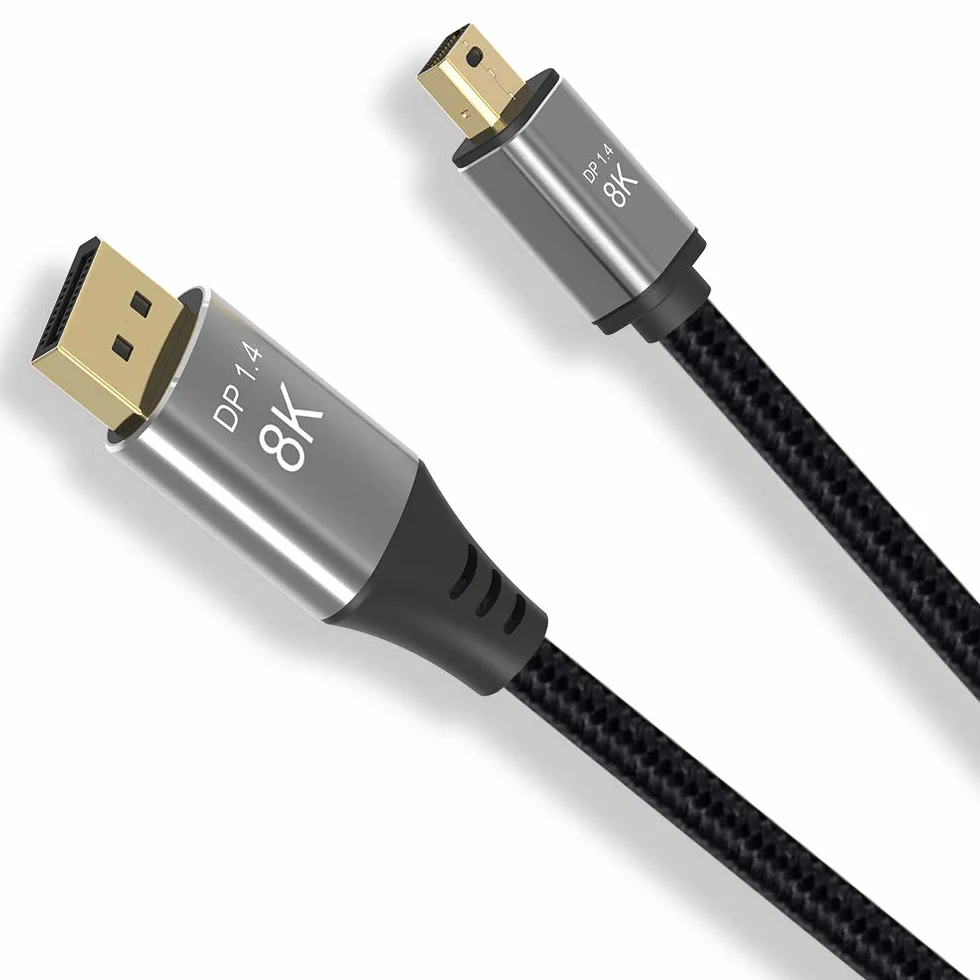 YIWENTEC Kabel Mini DP do DisplayPort 2 m, 8K (7680X4320) przy 60Hz 4K przy 144Hz DisplayPort 1.4 dwukierunkowa transmisja DisplayPort na Mini DisplayPort 8K (2 m)
