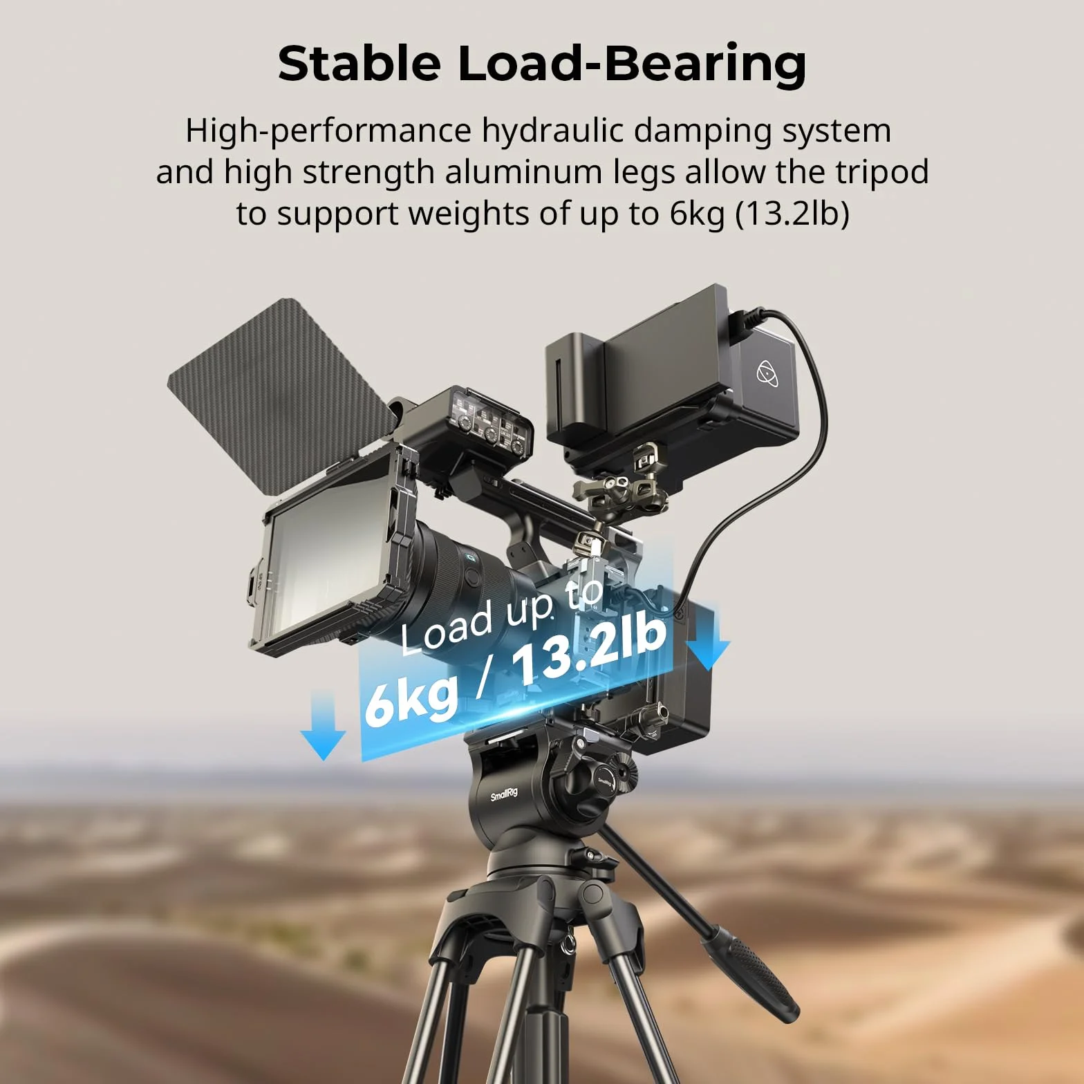 SMALLRIG Statyw wideo AD-01S, 74-calowy wytrzymały statyw z głowicą płynną do panoramowania i pochylania, dwutrybowa płytka szybkiego zwalniania, obciążenie do 13,2 funta / 6 kg- 4686