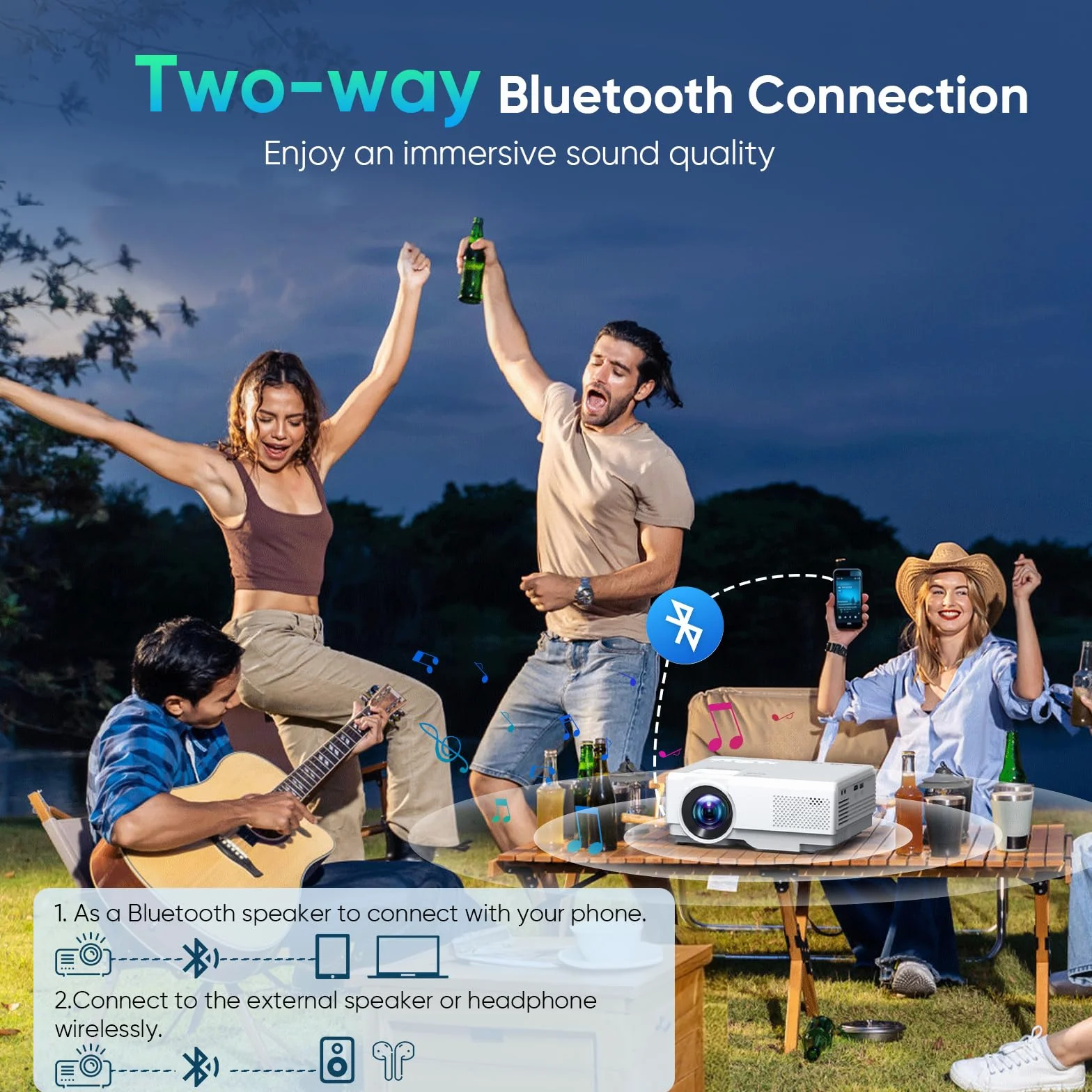 LOZOYOctor z WiFi, 2023 aktualizacja 8500L [100" z ekranem projektora projektora do użytku na zewnątrz