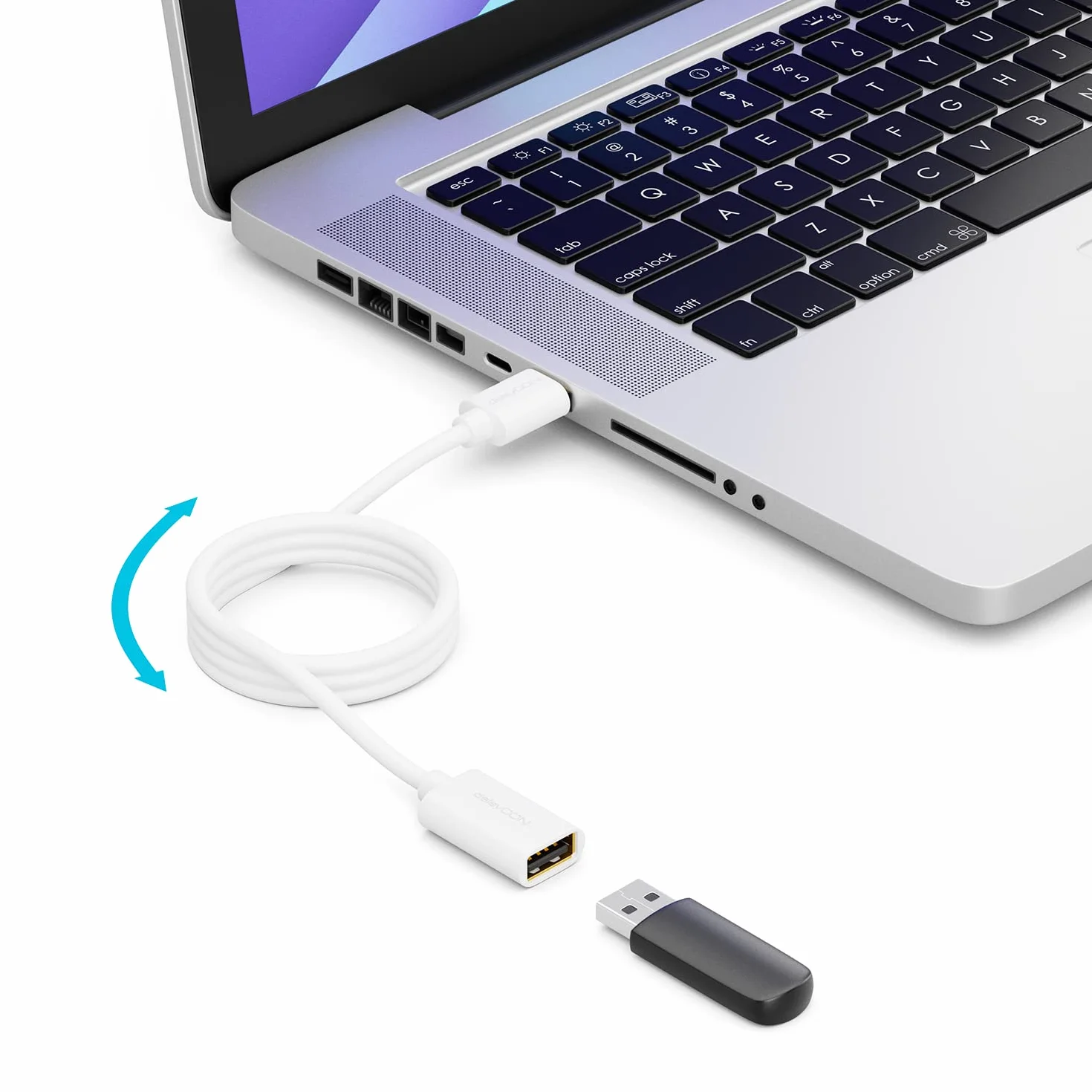 deleyCON 5m USB 2.0 High Speed Kabel Przedłużający USB Wtyk A na Gniazdo A - Biały