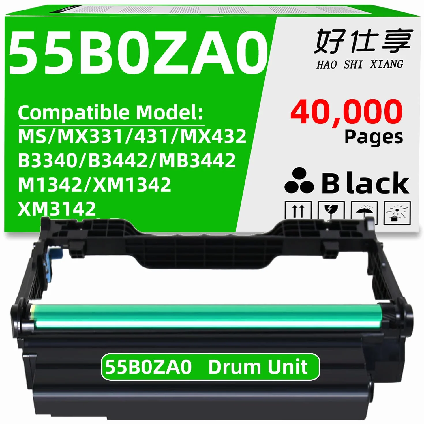 Kompatybilna jednostka bębna 55B0ZA0 do drukarki laserowej Lexmark B3340 B3340dw B3442 B3442dw MB3442 MB3442adw MB3442i (55B0ZA0-1Pack-40000 stron)