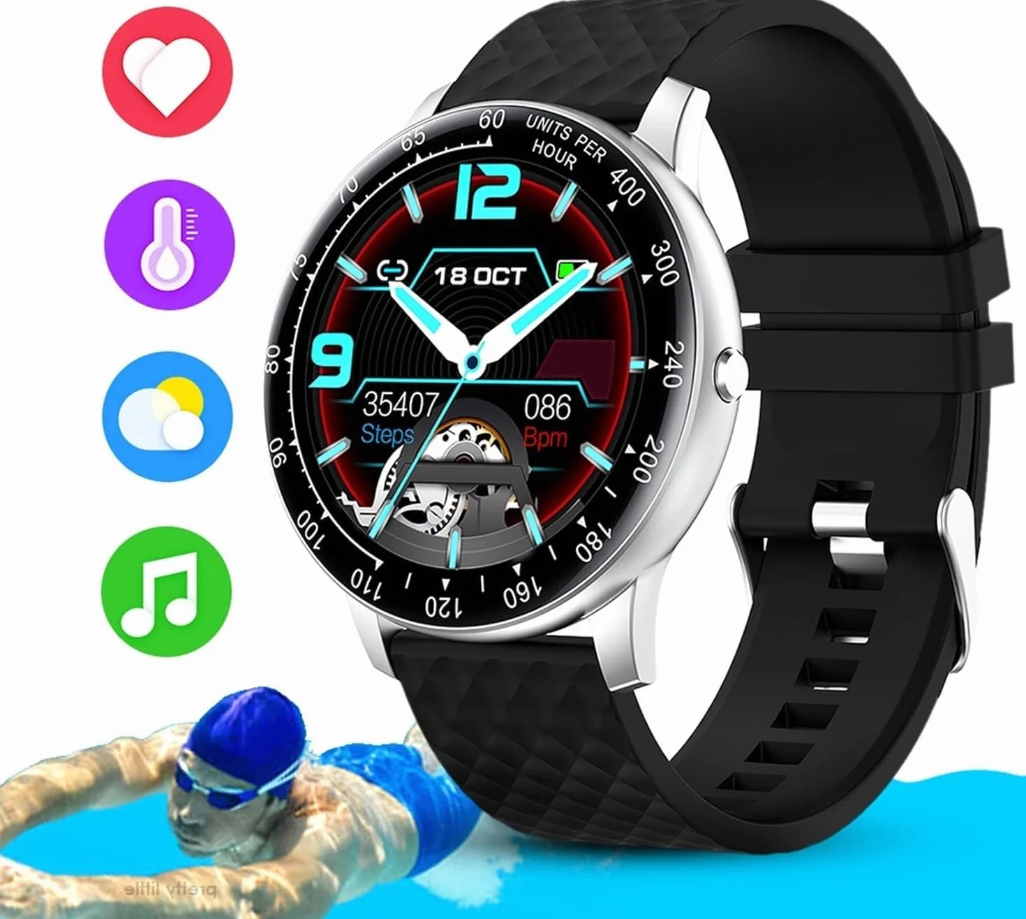 Smart Watch Fitness Tracker – dotykowy monitor tętna, monitor ciśnienia krwi, licznik kalorii i kroków, tarcza zegarka DIY, śledzenie zdrowia i aktywności dla mężczyzn i kobiet