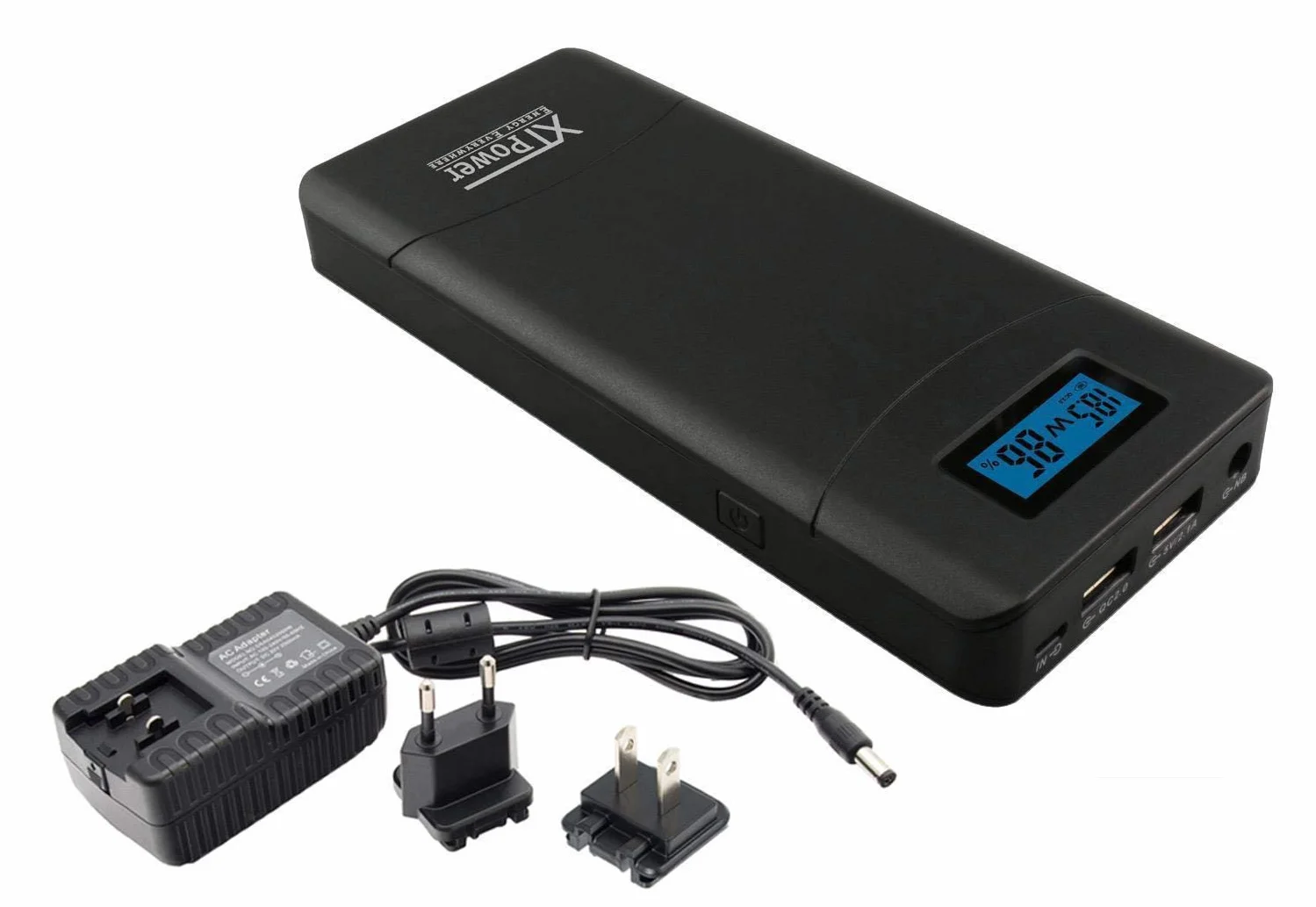 XT-20000QC3-PA Powerbank z zasilaczem sieciowym - nowoczesny akumulator DC + USB QC3 o pojemno?ci 20400 mAh - 1x USB, 1x USB QC3 i DC przy??cze od 12 do 24 V 65 W - do laptopa tabletu iPhone Galaxy