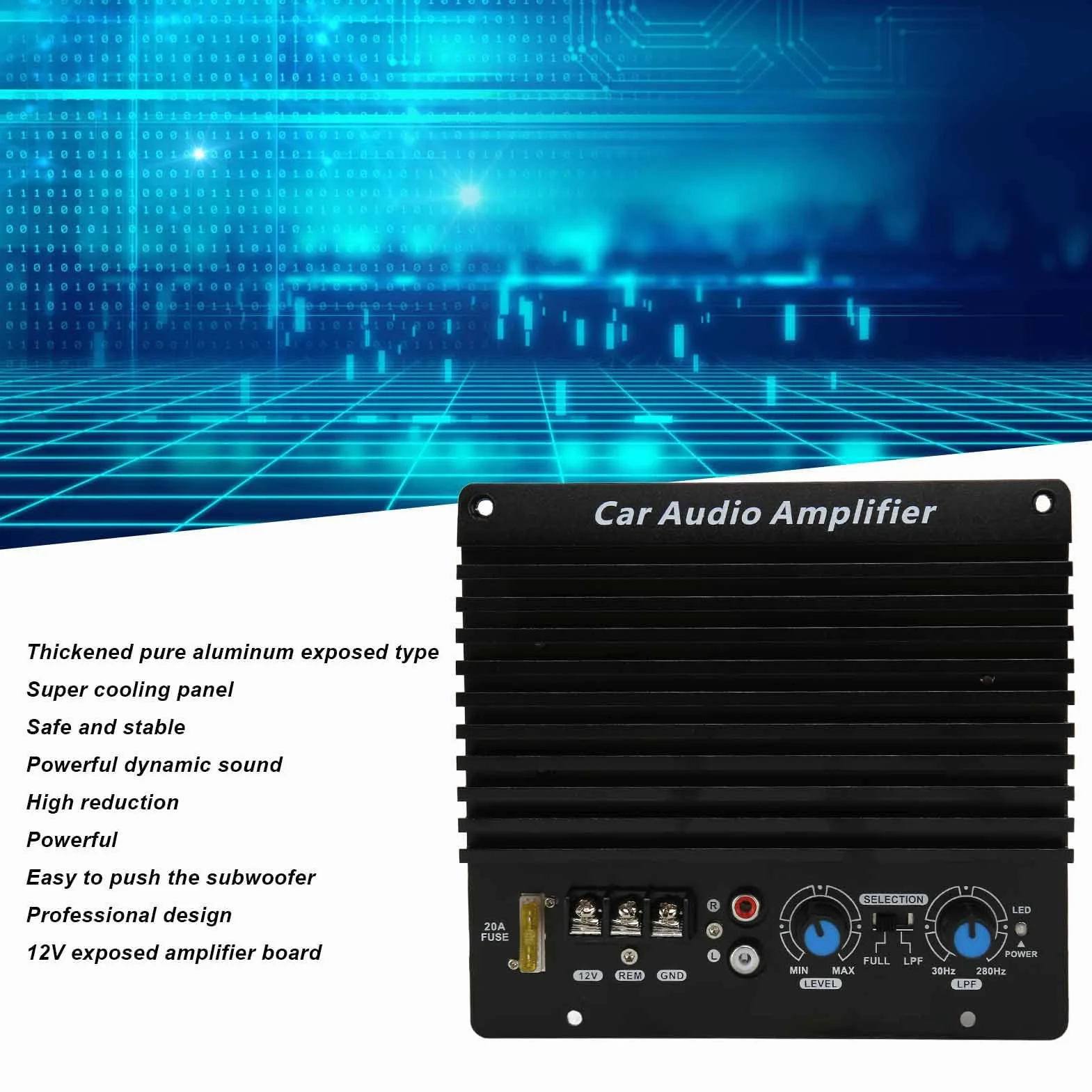 1000W Samochodowy Sprzęt Audio Wzmacniacz Dużej Mocy Płyta Wzmacniacza Potężna Płyta Subwoofera Basowego 12V, Może wypchnąć Głośniki Niskotonowe od 8 do 12 Cali lub Głośniki z