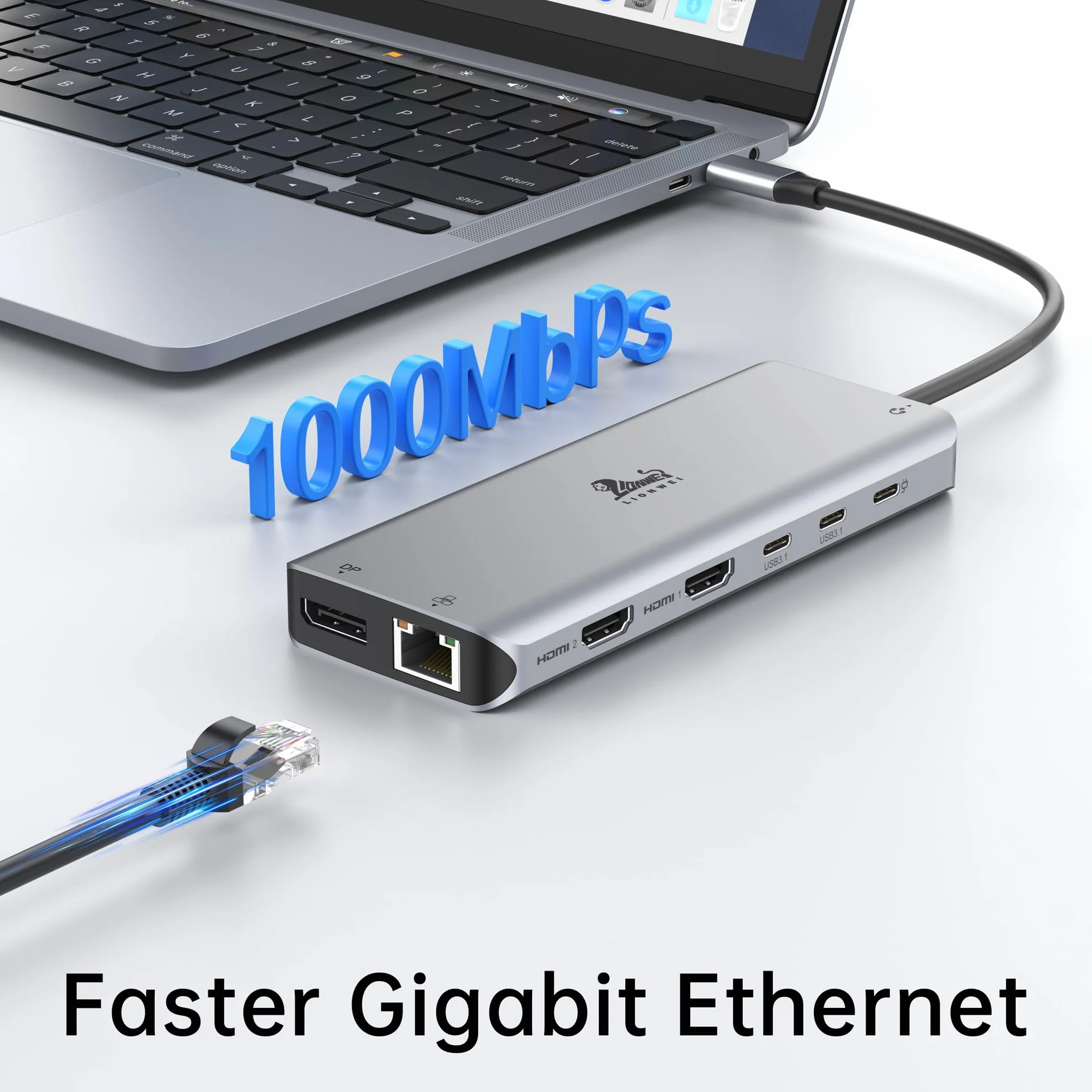 Stacja dokująca USB C Dual Monitor 13 w 1 stacja dokująca laptop 2 monitor | Hub USB-C Triple Display z 2 HDMI, DisplayPort, 5 portami USB, Ethernet, 100 W PD, SD/microSD, Audio/Mic dla Dell HP