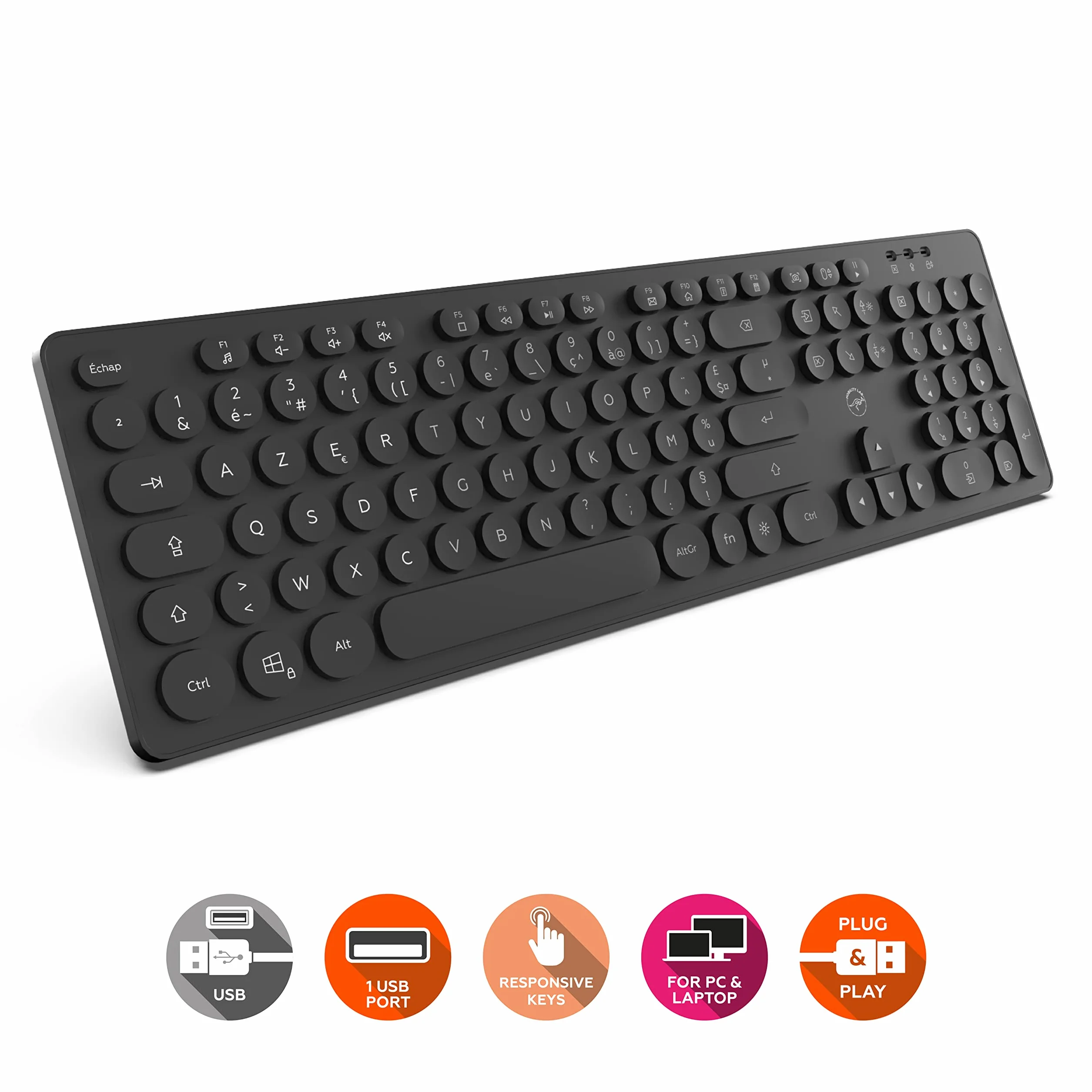 MOBILITY LAB ML306858 - Podświetlana klawiatura przewodowa - kompatybilna z komputerami PC i laptopami, czarna
