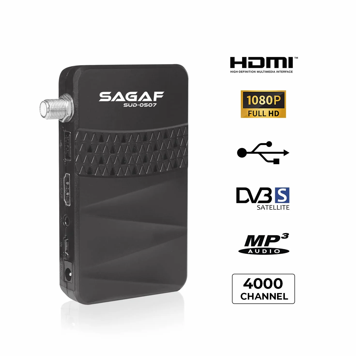 Sagaf SUD-0507 Mini odbiornik satelitarny DVB-S2 Full HD 1080p