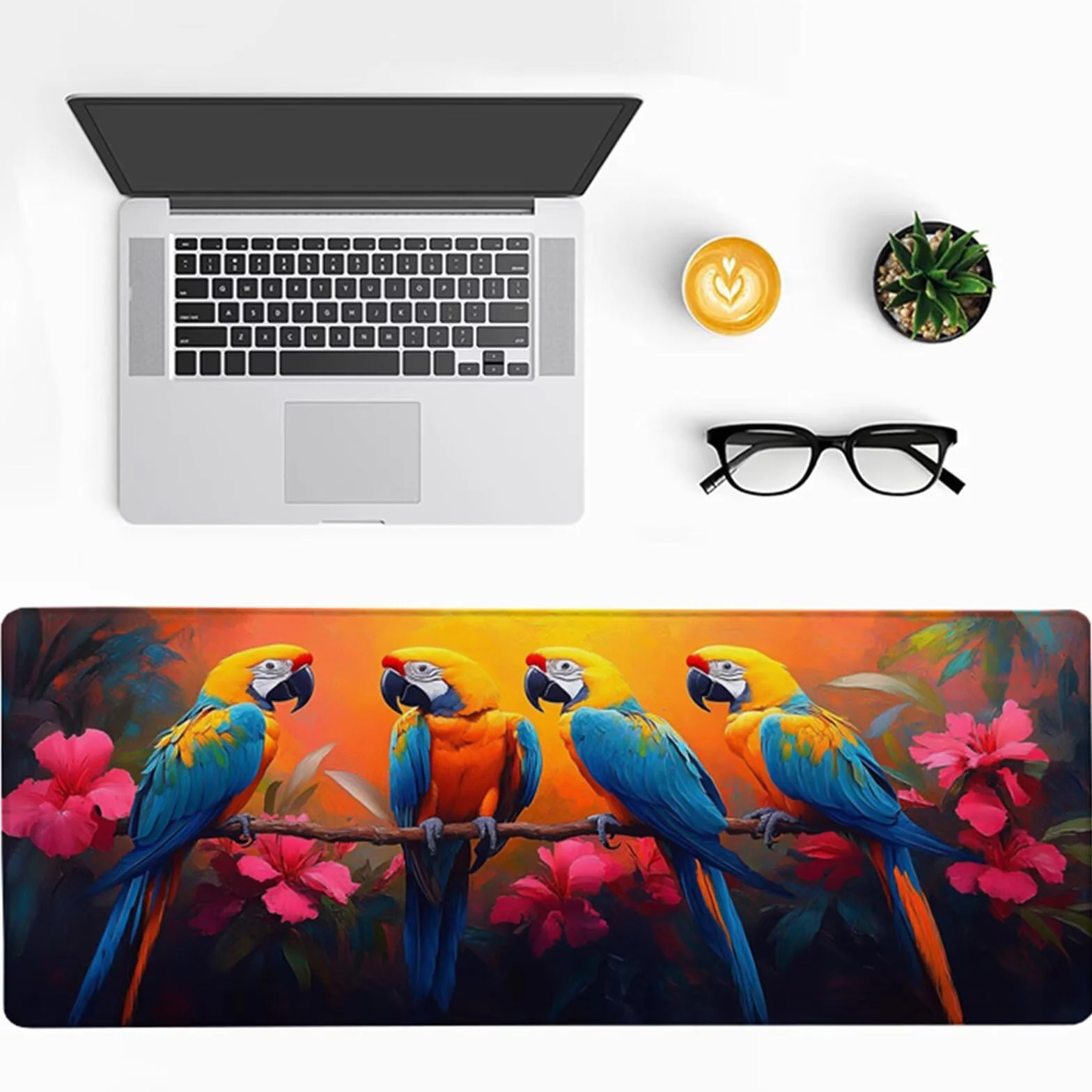 Podkładka pod mysz do gier 1200 x 600 x 3 mm, mata na biurko XXL ptak, mata na biurko z antypoślizgową gumową podstawą, podkładka pod mysz z szytymi krawędziami, akcesoria do gier do laptopa 7-6537