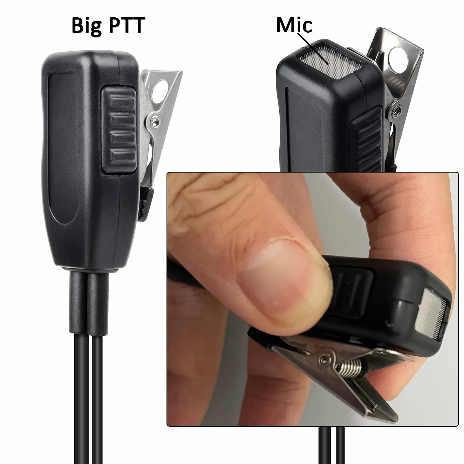 HYS Słuchawki douszne kompatybilne z Motorola R7, R7a, MXP600, APX, N30, N50, ION i innymi, przezroczyste rurki przełącznikowe, zestaw słuchawkowy z mikrofonem, czarny kabel