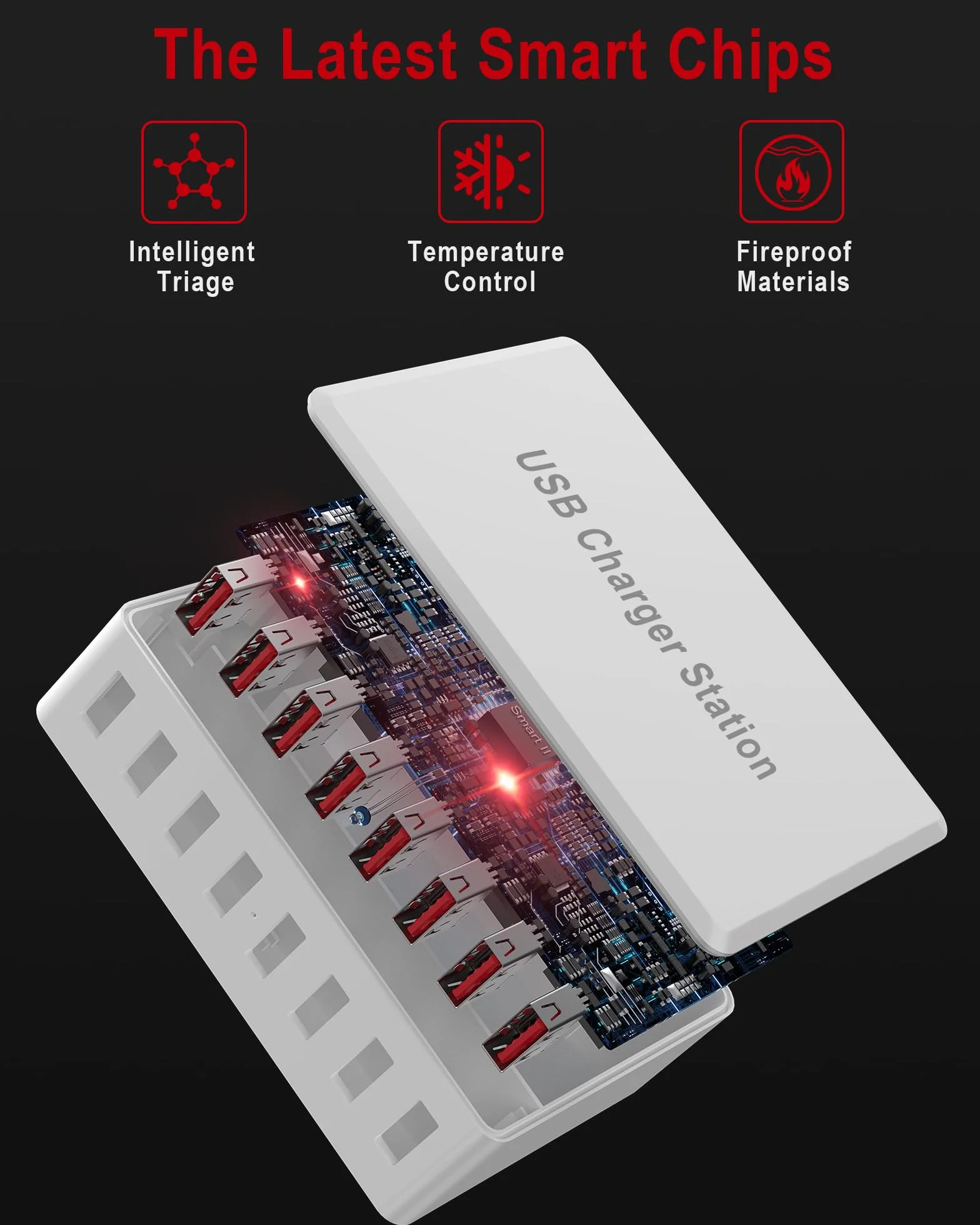 Ładowarka USB wielokrotna, Rsydmny 50W Ładowarka USB 8-portowy zasilacz USB, 5V 10A Stacja ładowania USB-A do wielu urządzeń, Stacja ładująca USB dla iPhone 15/14/13 Pro Max iPad Samsung S23, Huawei