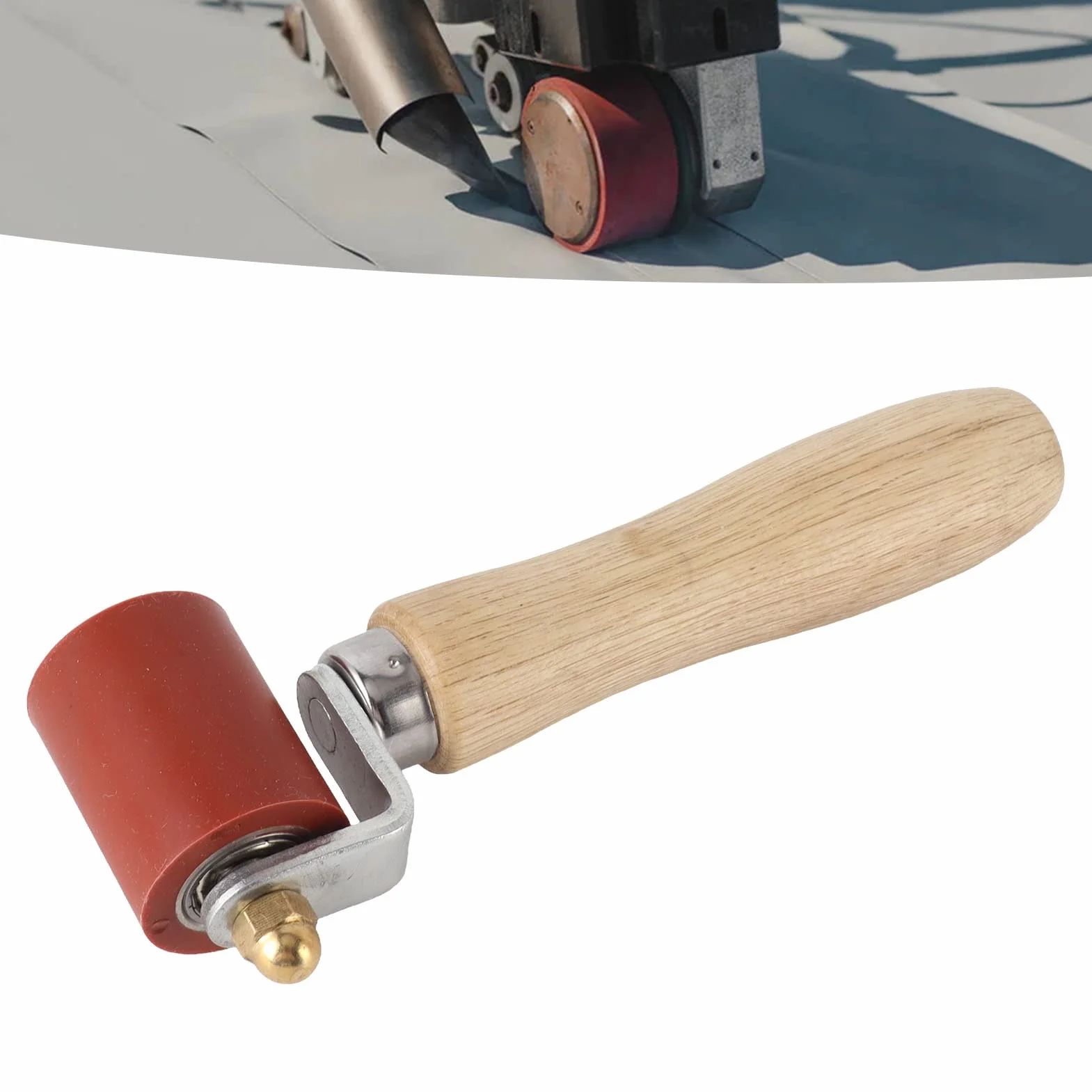 Silikonowy Tester Szwów Konstrukcja łożyska Ergonomiczny Odpinany Wygładzający Wałek do Szwów Narzędzie do Taśmy Dachowej Pcv Silikonowy Wałek do Szwów Ręczny Wałek Dociskowy (Czerwona szerokość 40mm/1,6 cala)