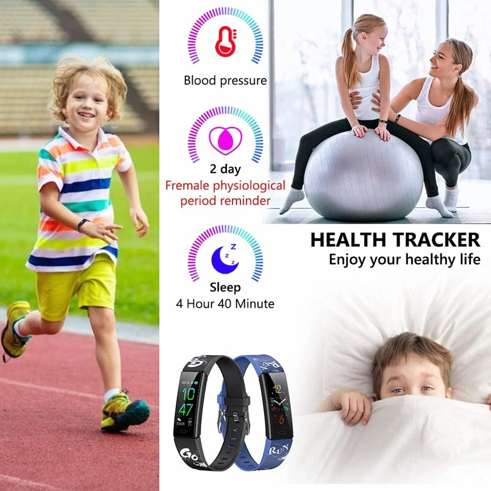 Dzieci dziewczęta chłopcy nastolatki prezent inteligentny zegarek/opaska na rękę. Tracker fitness, wodoodporny monitor aktywności IP68, krokomierz, monitor snu tętna, 11 trybów sportowych,