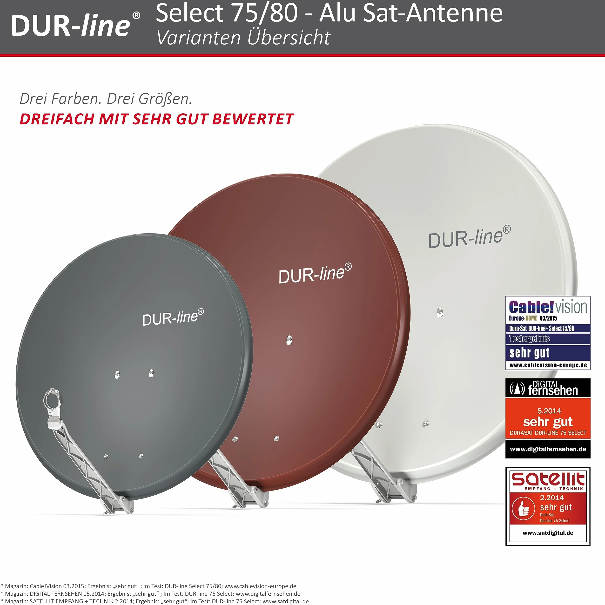 DUR-line Select Aluminiowa antena satelitarna, 85 cm x 90 cm, antracytowa