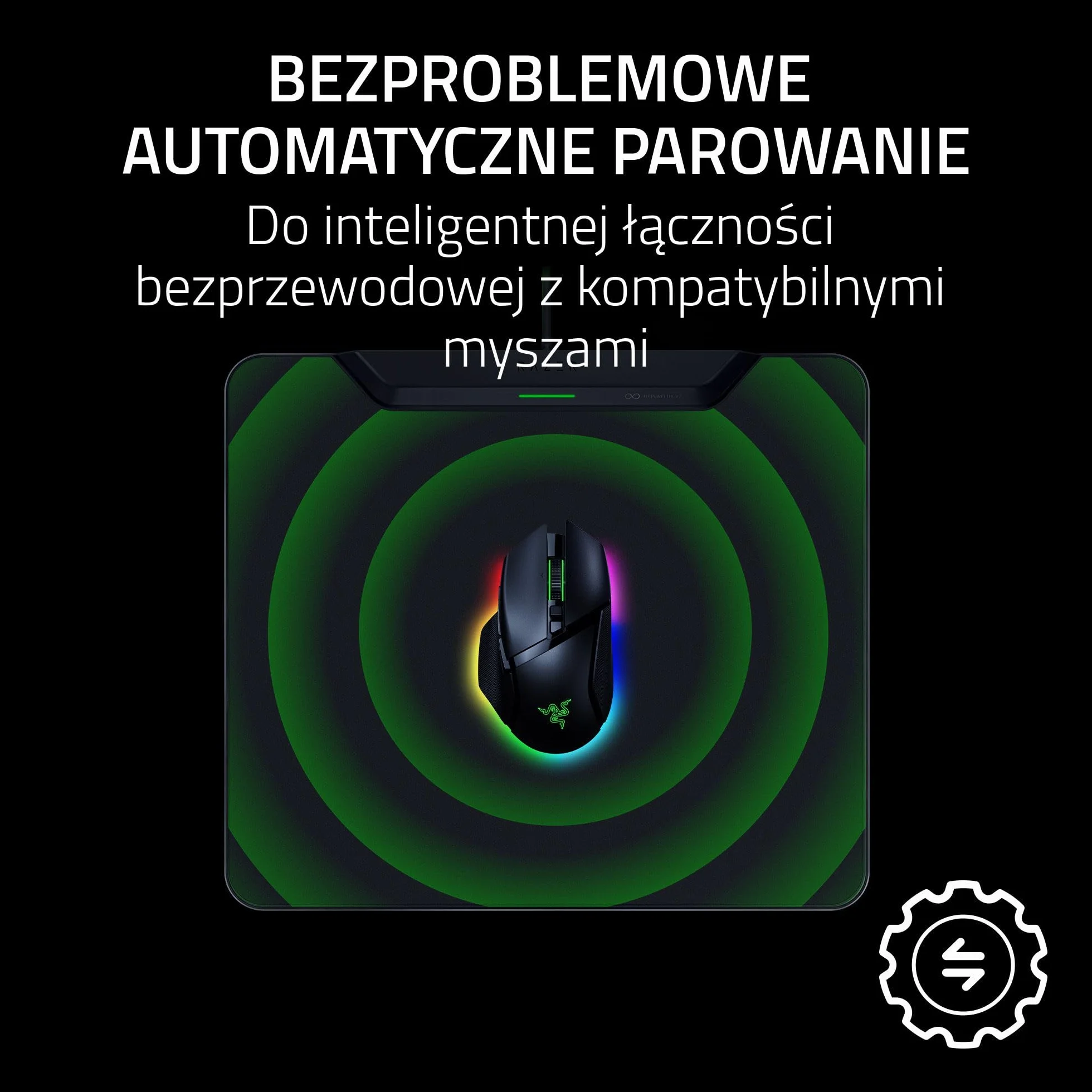 Razer HyperFlux V2 - system bezprzewodowego ładowania myszy do gier - podkładka pod mysz do gier i krążek ładujący (wskaźnik ładowania LED, antypoślizgowe gumowe nóżki) Czarny