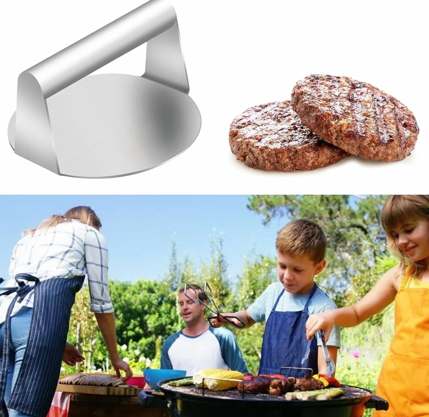 Prasa do Burgerów ze Stali Nierdzewnej 14 cm Okrągła do Grillowania