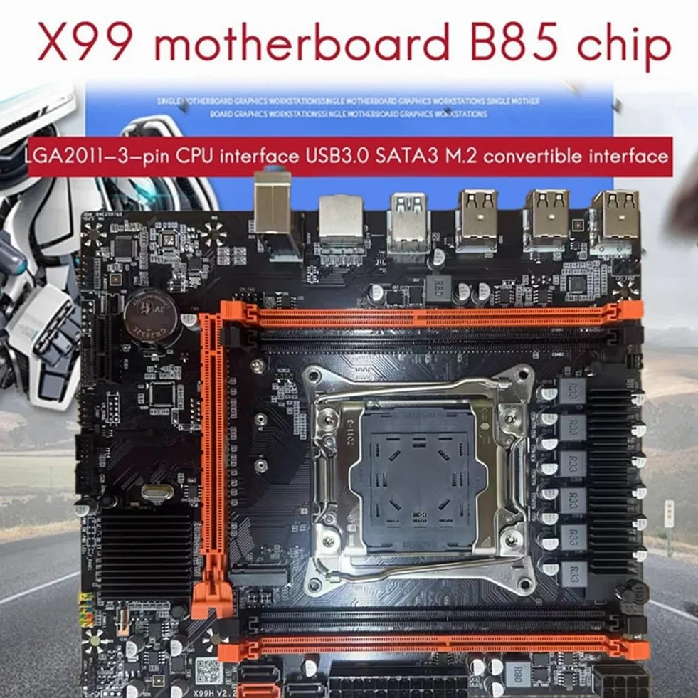Płyta główna do komputera stacjonarnego X99 D4 + kabel B85 LGA2011-3 4X DDR4 REG ECC RAM gniazda M.2 PCIE SATA3.0 X99 płyta główna do gier
