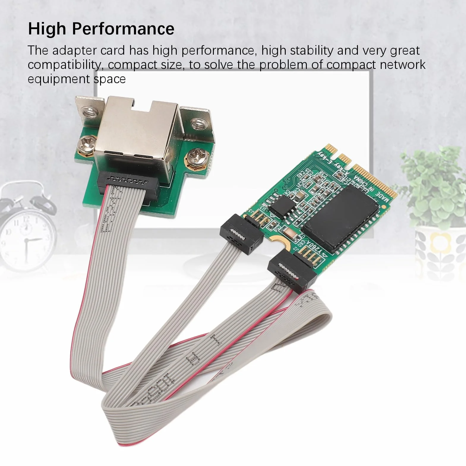 Karta Sieciowa M.2 A + E, 1000/100/10Mbps z Wygiętym Pinem Gigabit Ethernet, Pojedynczy Port Serwerowa Karta Sieciowa RJ45 z Chipem I210AT do Komputera