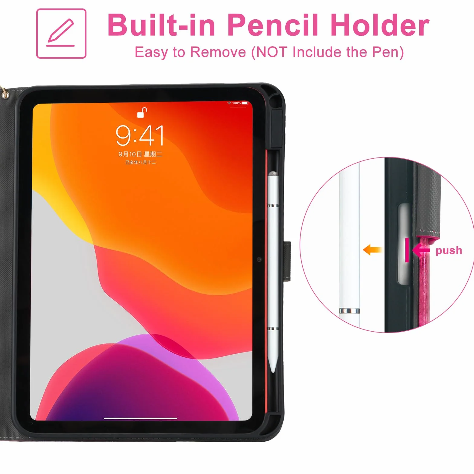 Brokatowe etui na iPada (A16) 11. generacji 2025 / iPad 10. generacji 27.7 cm 2022 – błyszczące etui z uchwytem na ołówki, paskiem na nadgarstek i automatycznym uśpieniami/budzeniem, stylowe