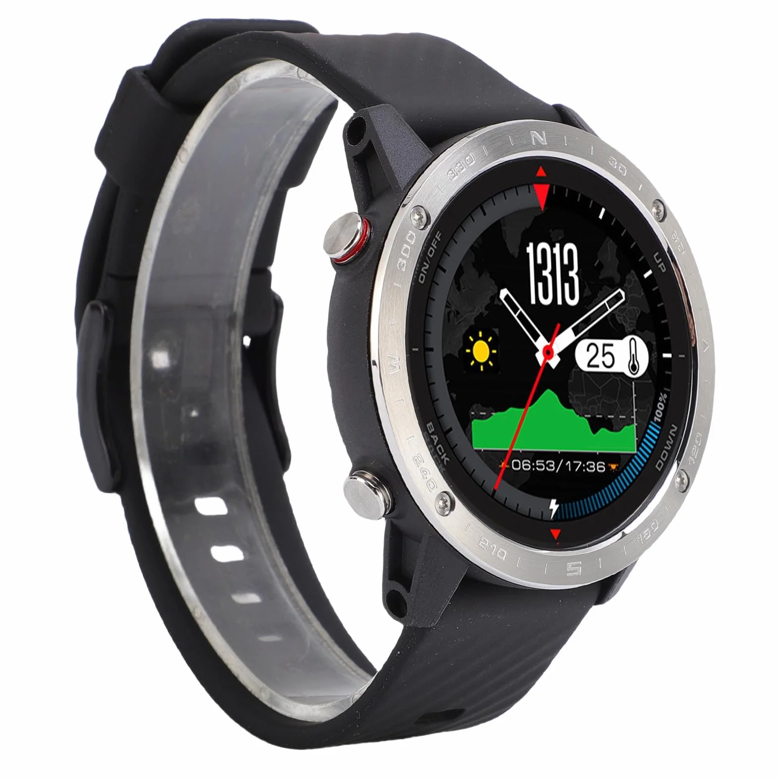 Cosiki Running Watch, Lekki 320 MAh Solidne Wodoodporne Okrągły Inteligentny Zegarek do Pieszych Wędrówek (BLACK)